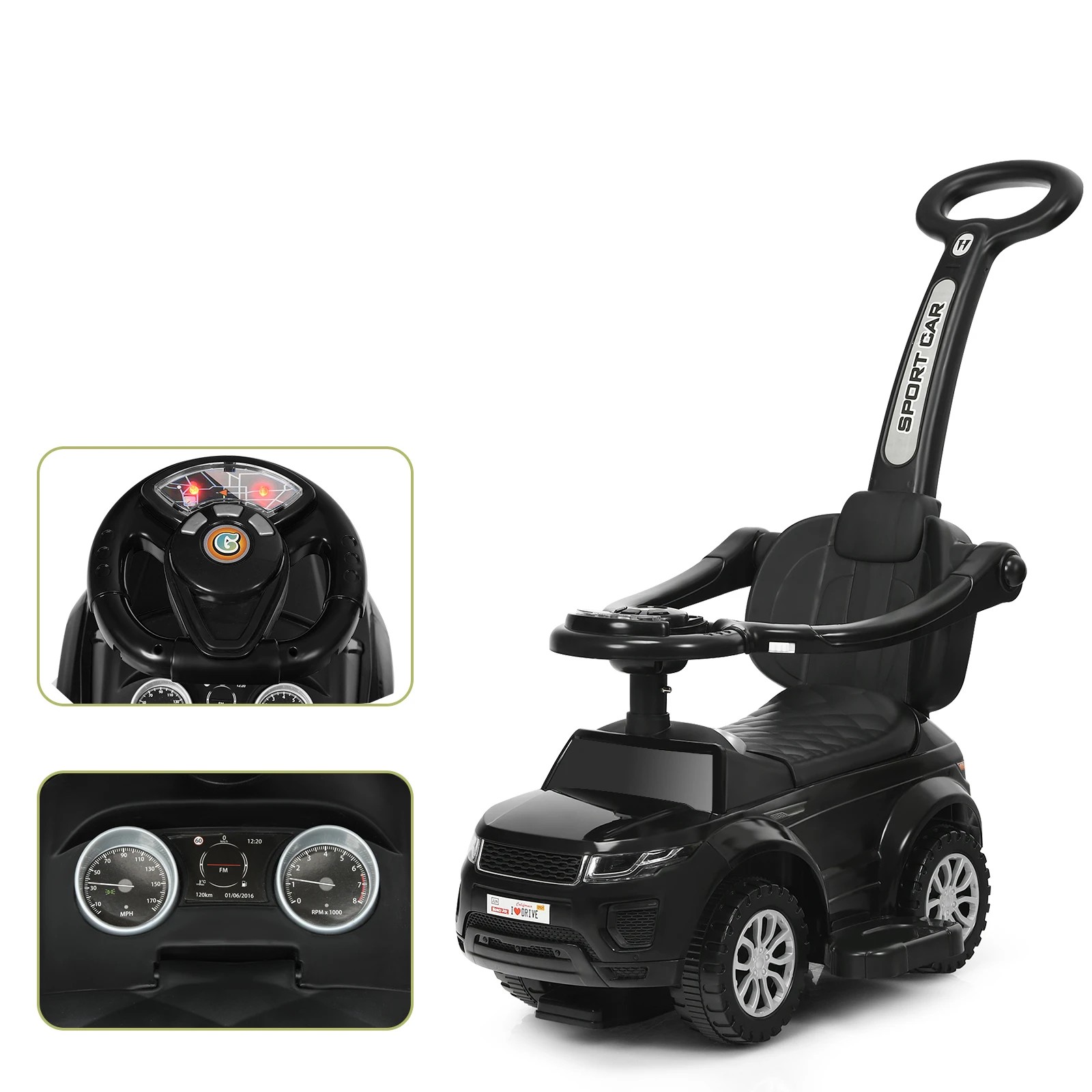 3 Costway Kids Ride On Push Car Sliding Car Toy - Black, 3 of 5