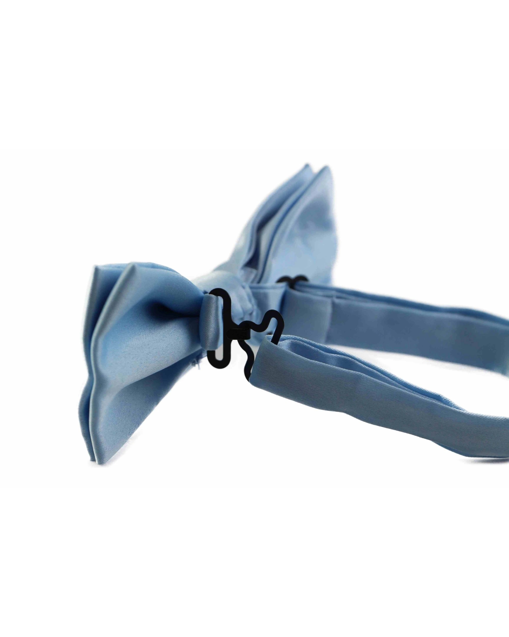 2 Zasel Mens Matt Solid Plain Light Blue Colour Bow Tie - Blue, 2 of 3