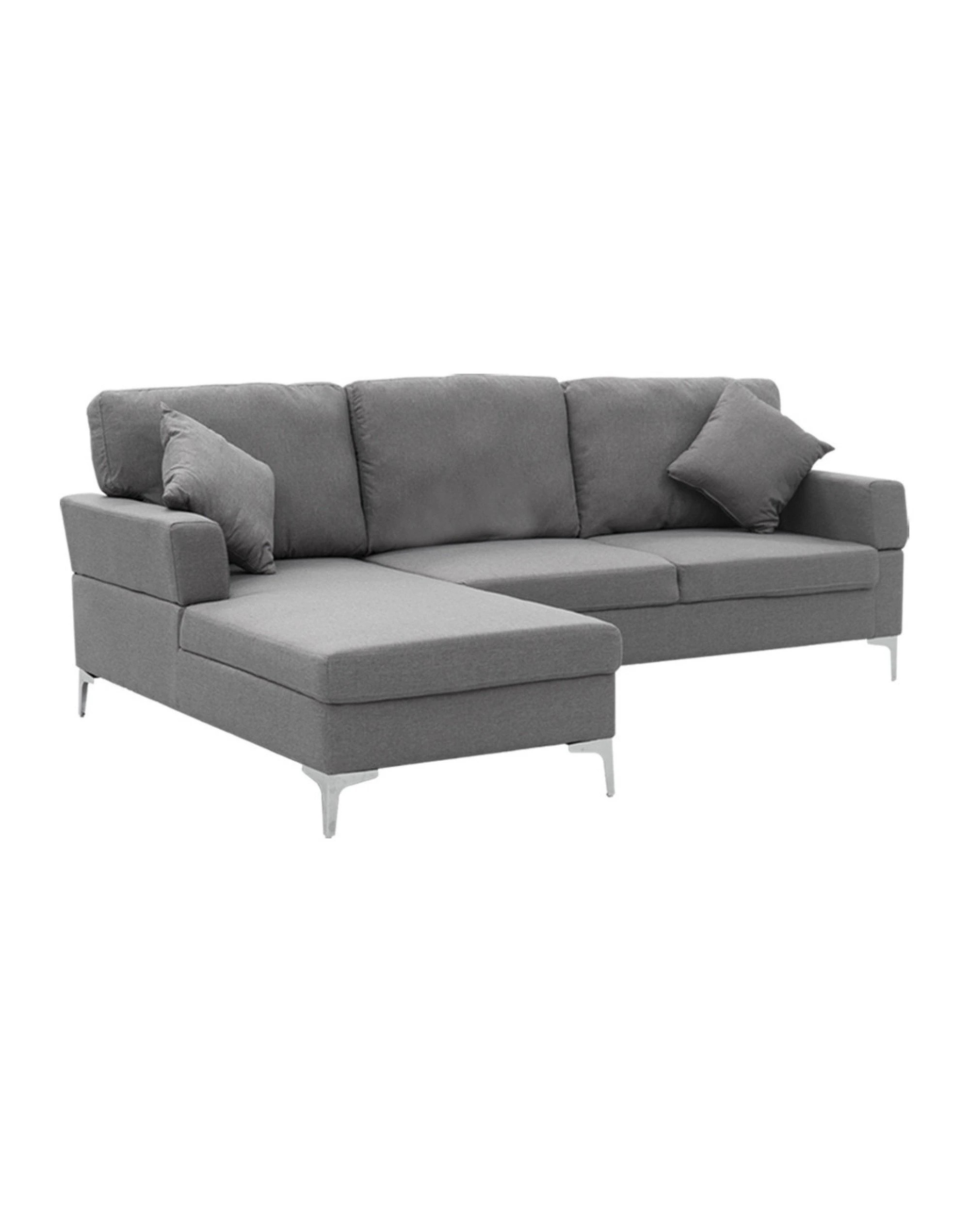 1 Sarantino Linen Corner Sofa Couch Lounge L-shape Right Chaise D.grey, 1 of 7