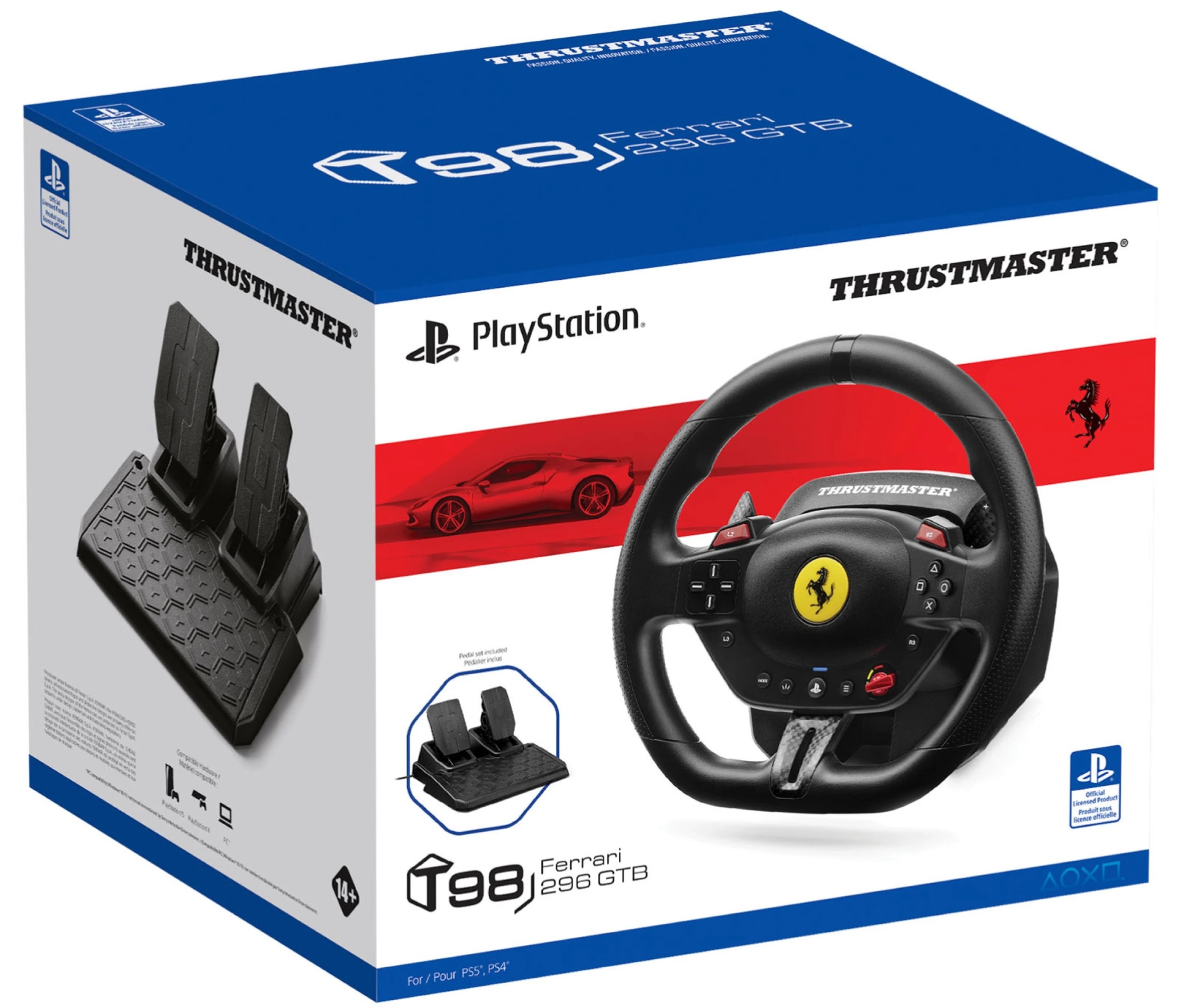6 B. toys Thrustmaster T98 - P Ferrari 296 GTB Racing Wheel For Playstation & PC - Black, 6 of 6