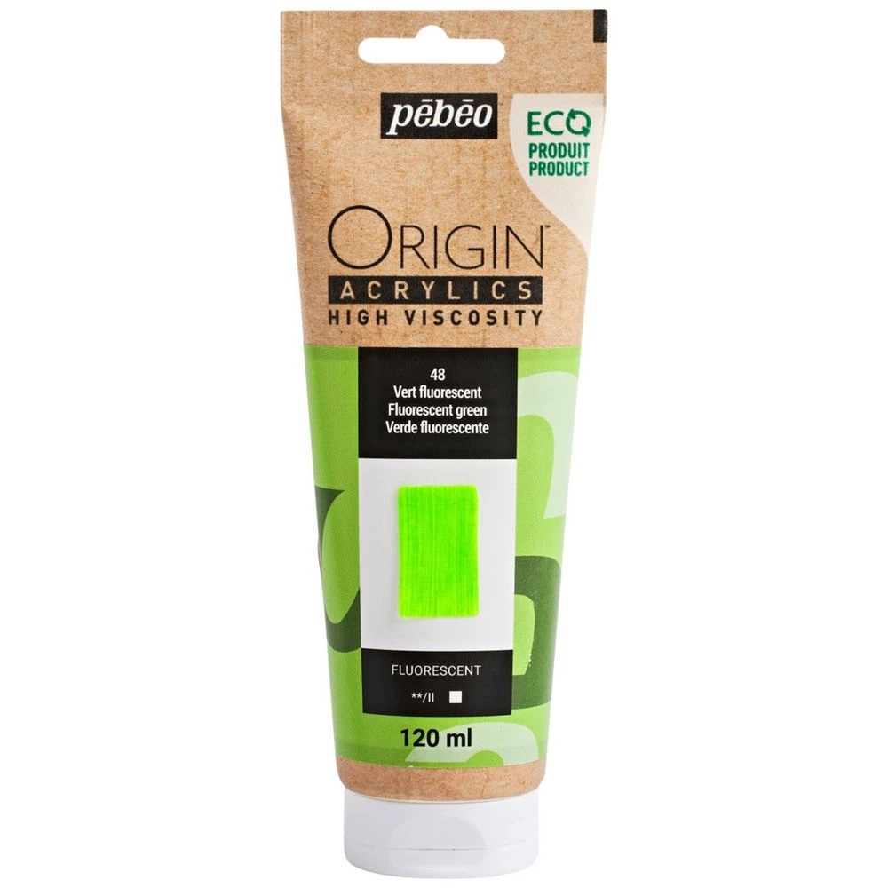 1 Pebeo Origin Acrylic Paint 120mL Fluorescent Green, 1 of 2