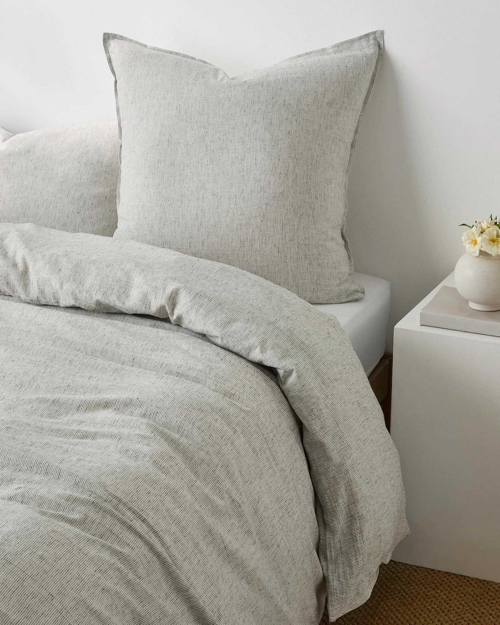 1 Target Brayden Stripe Linen/Cotton European Pillowcase - Queen Bed - White, 1 of 2