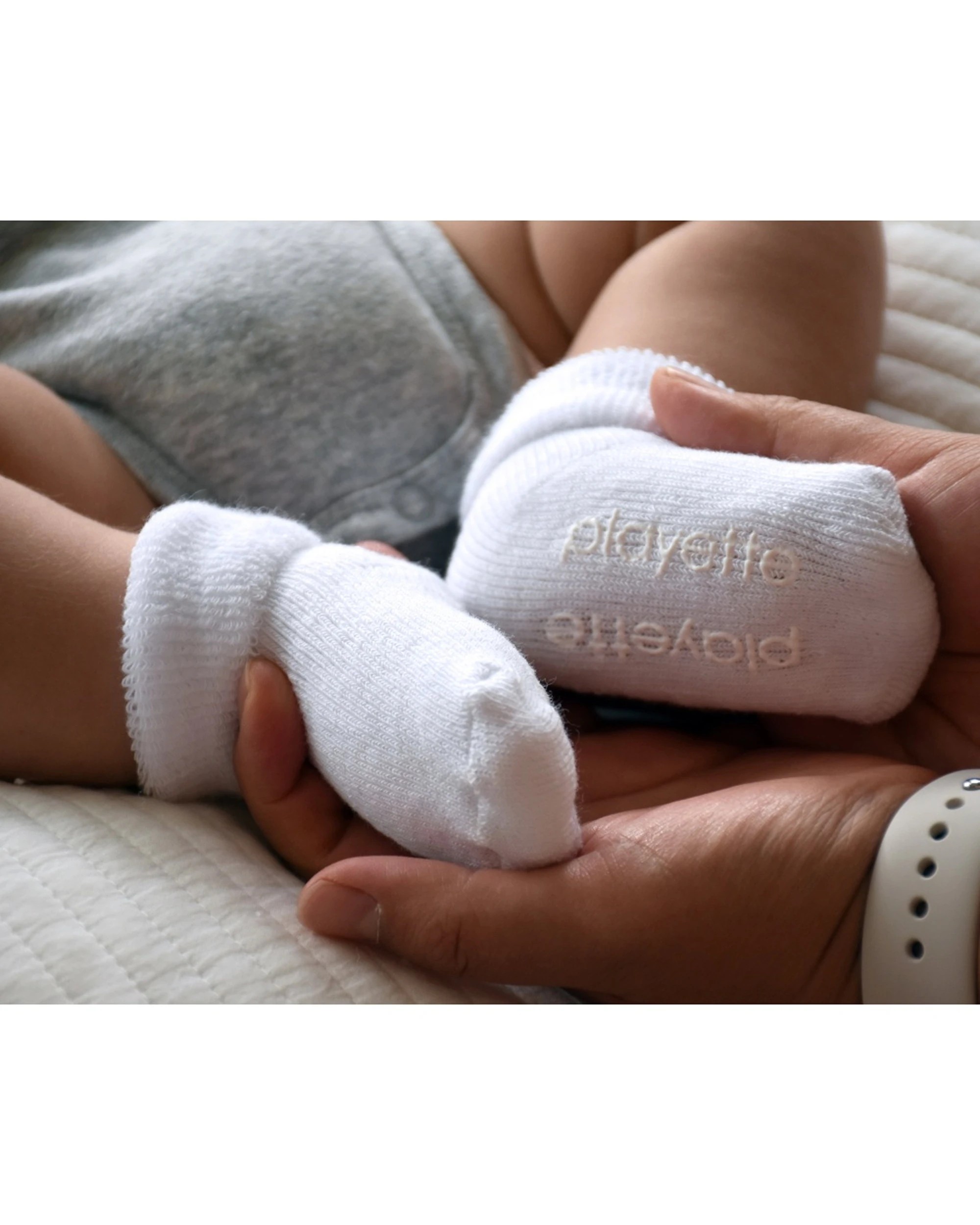 3 Newborn Bootie Socks Value Bundle - White, 3 of 3