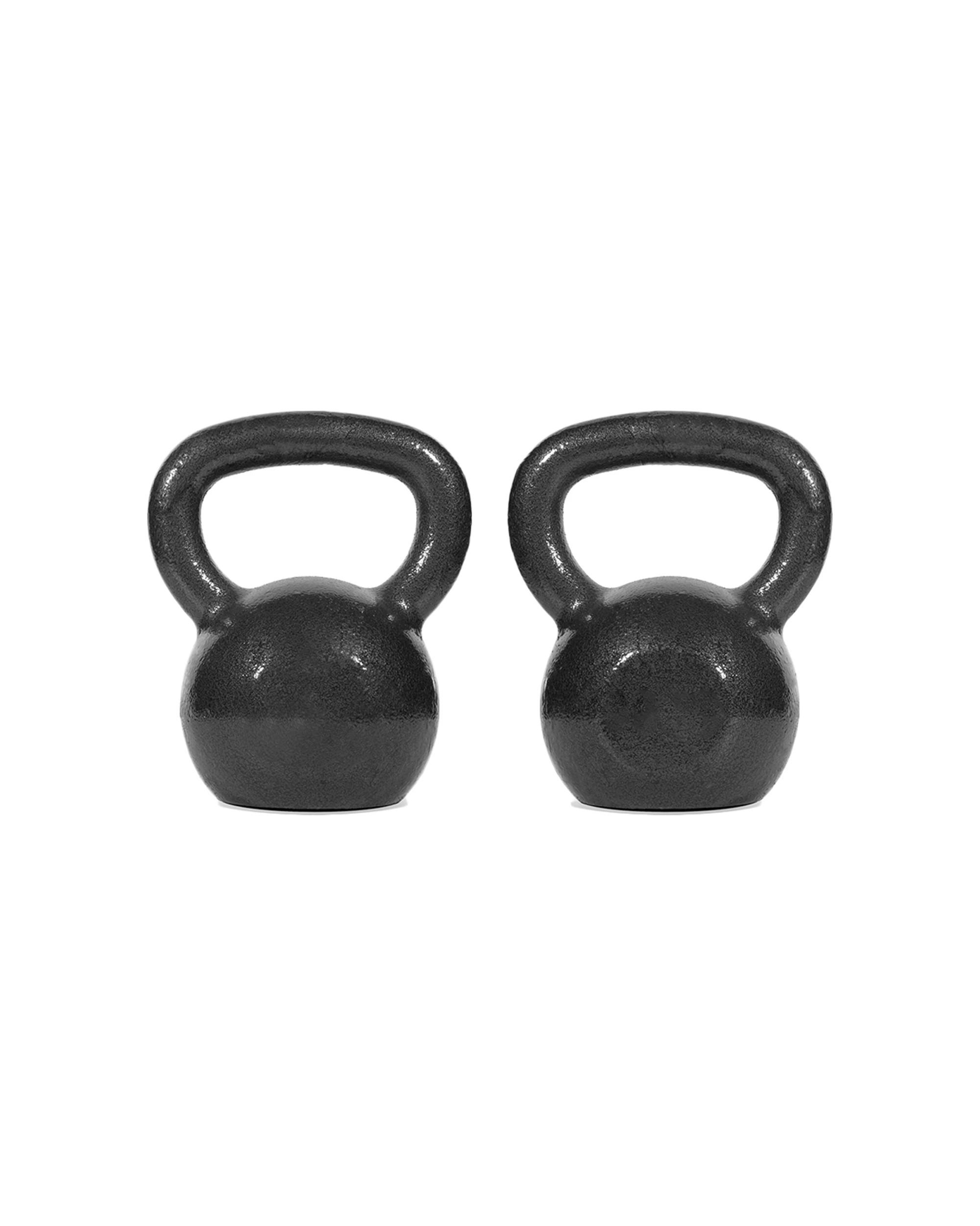 1 BodyWorx 2PK Solid Cast Iron Kettlebell Weights 8kg Home Gym Workout Set Durable - Black, 1 of 2