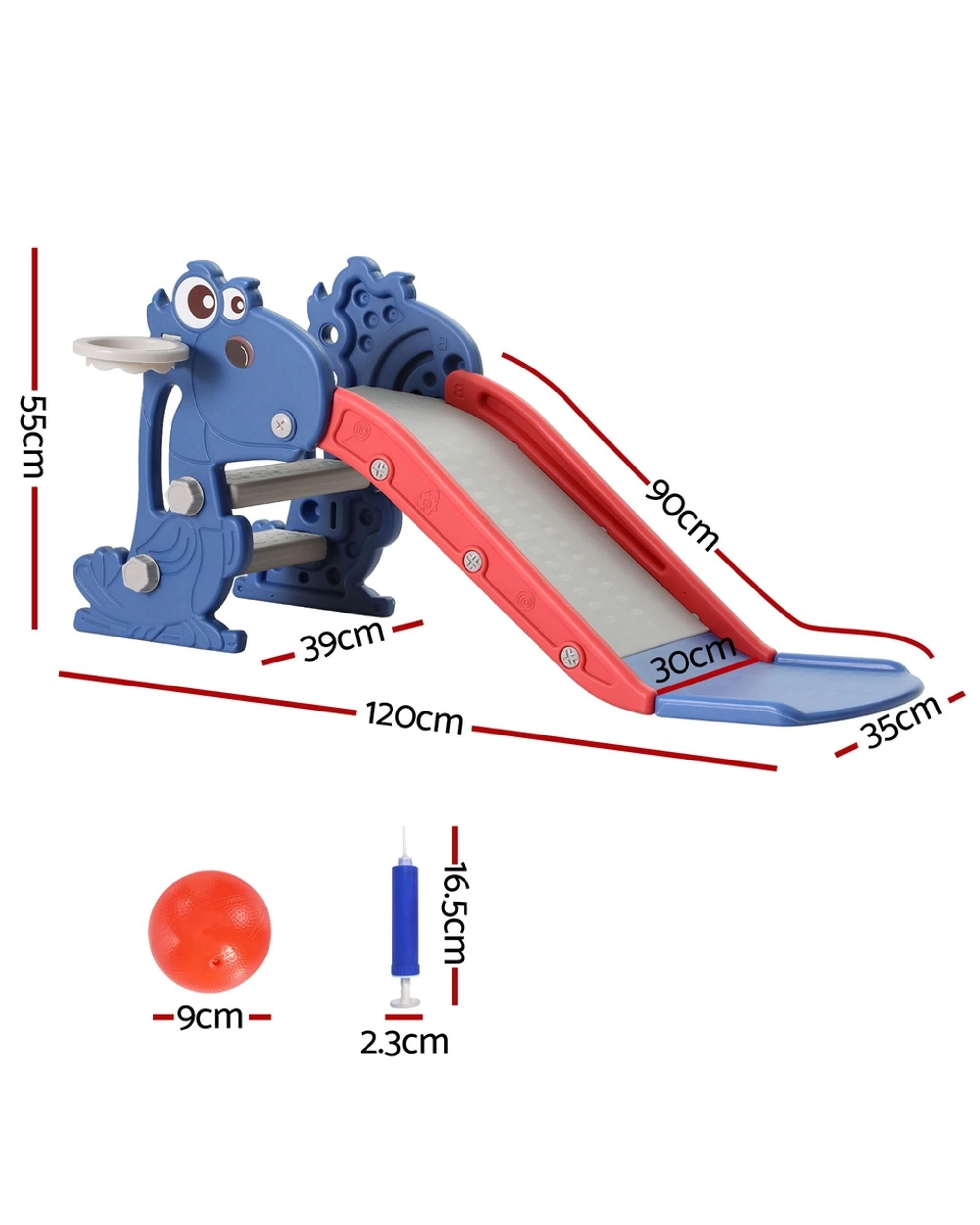 3 Keezi Kids Slide Set Basketball Hoop Outdoor Playground Toy Dragon 90cm - Multi, 3 of 5