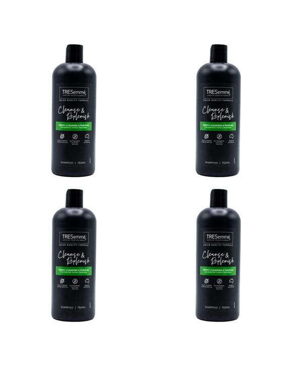 TRESemme 4PK Cleanse Replenish Shampoo 750ml Vitamins Grape Seed Oil Hair Care - Multi