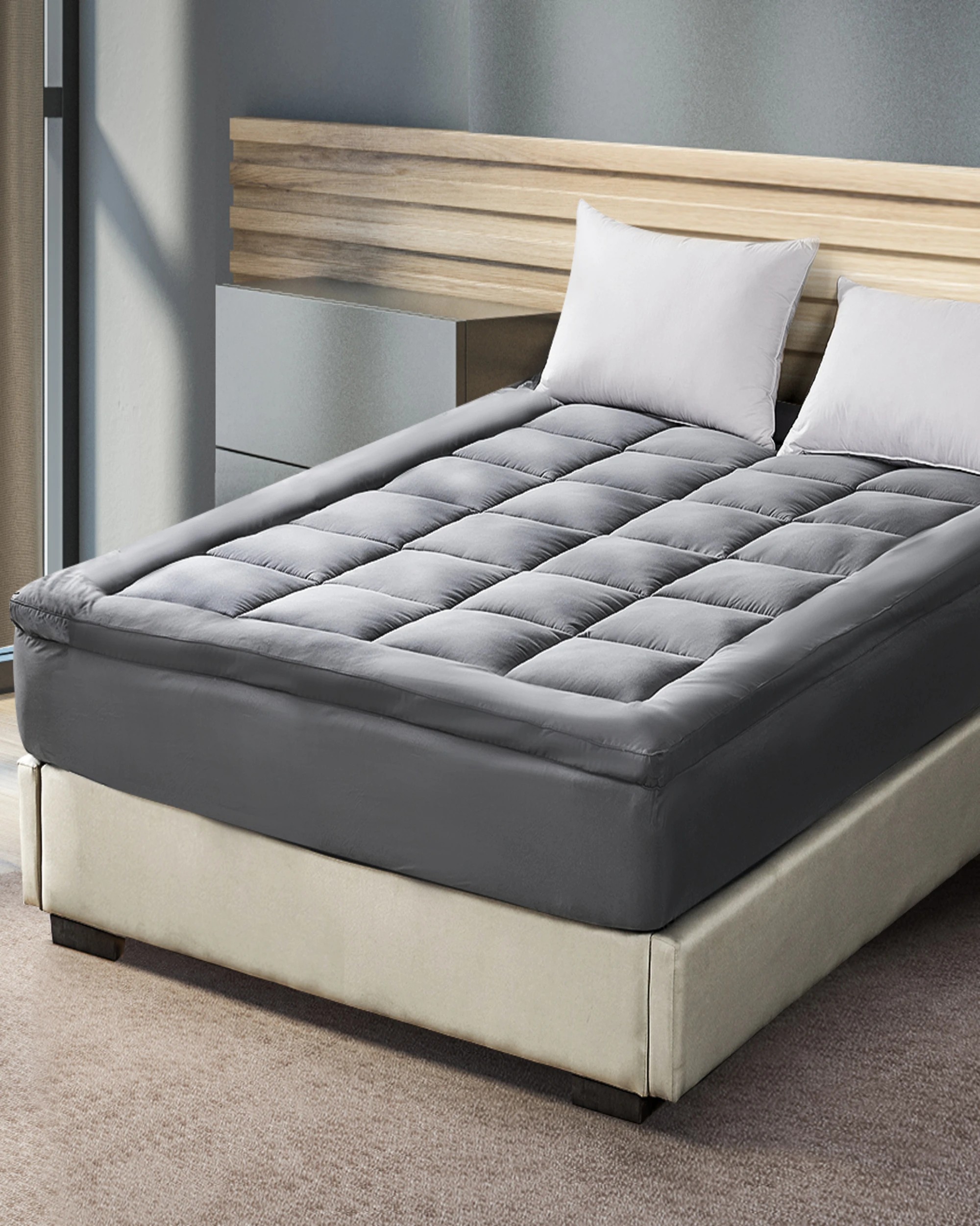 8 Dreamz Mattress Topper Bamboo - Queen -Grey, 8 of 8
