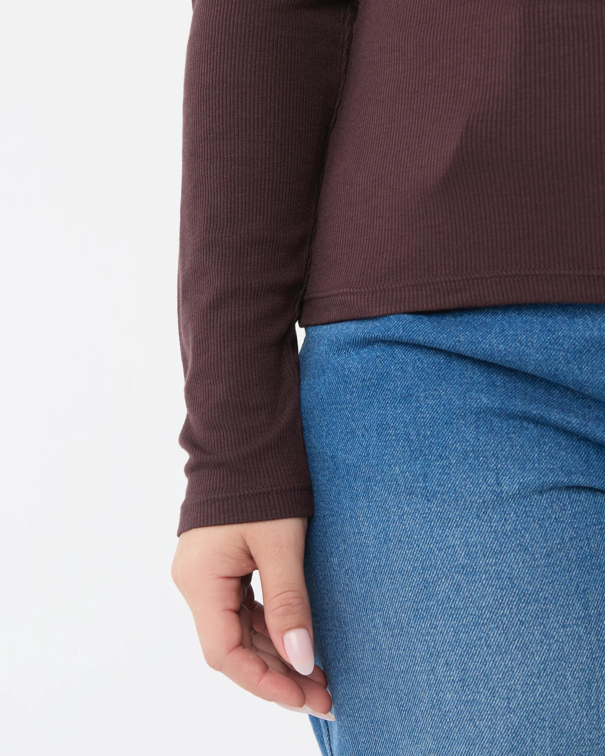 4 Long Sleeve Rib Mock Neck Top Choc Plum, 4 of 6