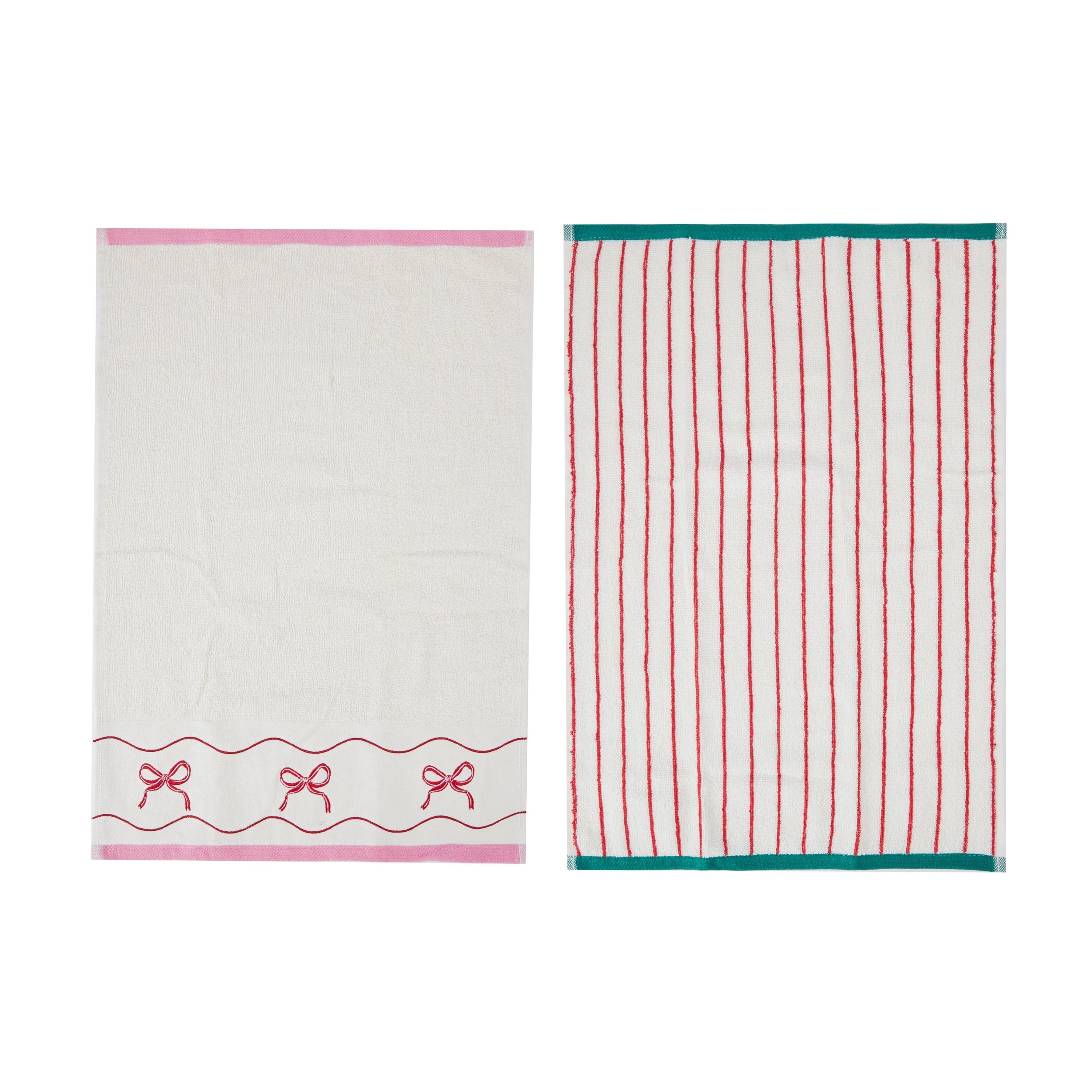 1 2 Pack Cotton Bow Hand Towels, 1 of 4