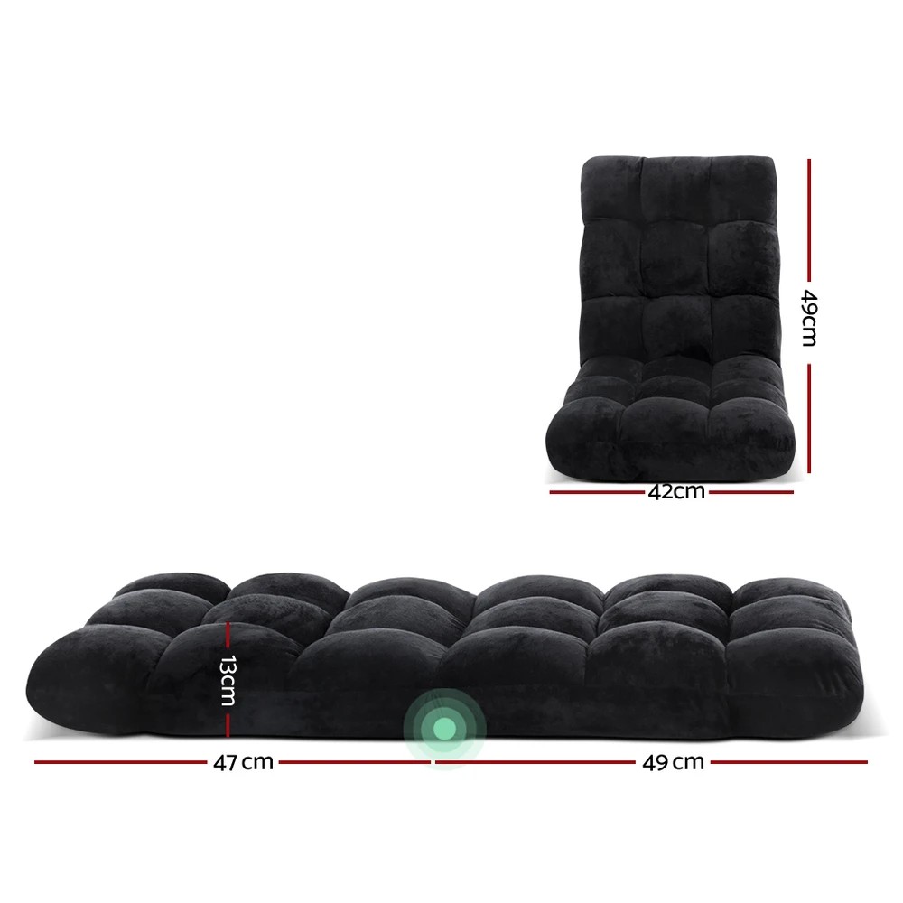 2 Artiss 2X Lounge Sofa Bed Flannel Fabric - Black, 2 of 6