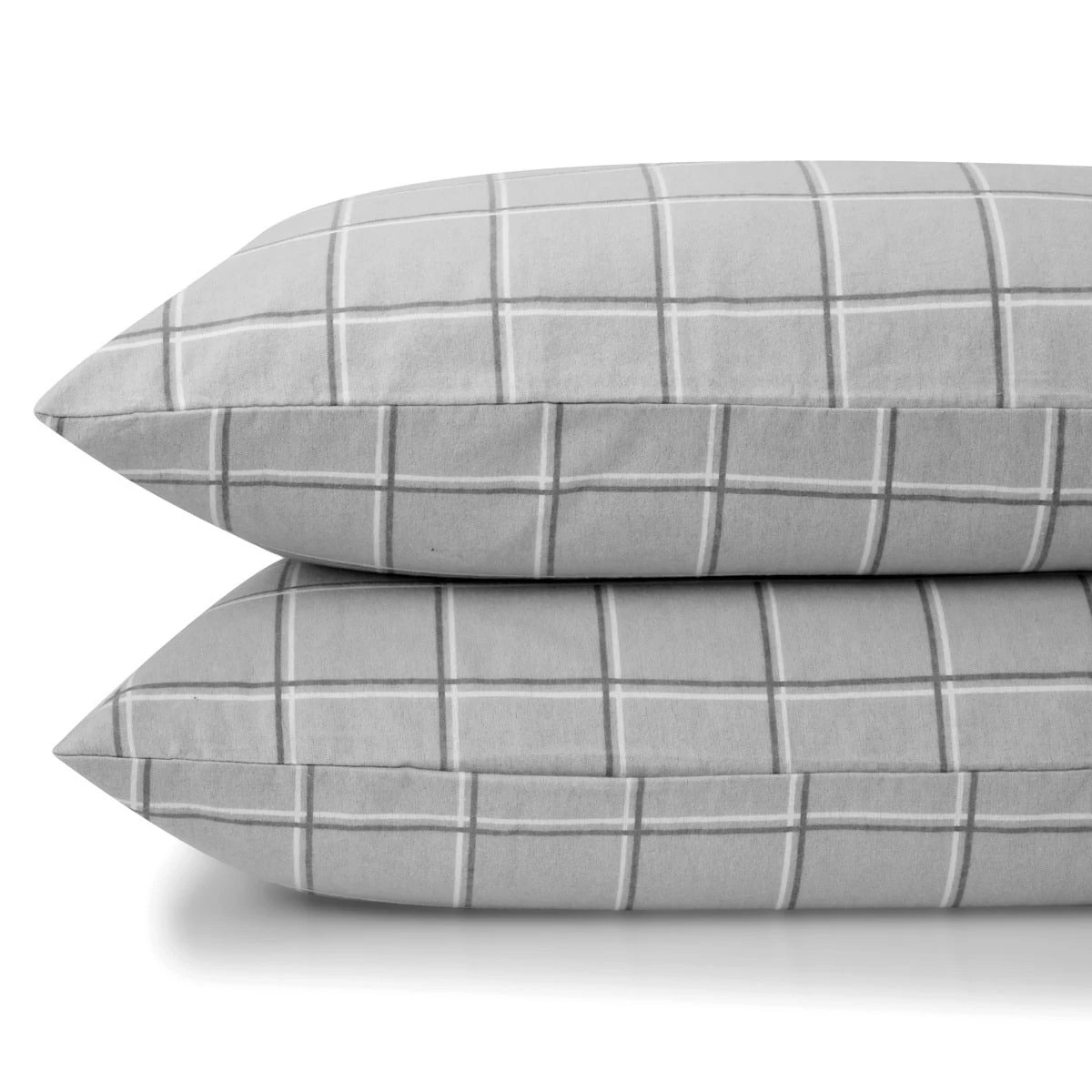 2 Check Flannelette Cotton Sheet Set - King Bed, Grey, 2 of 7
