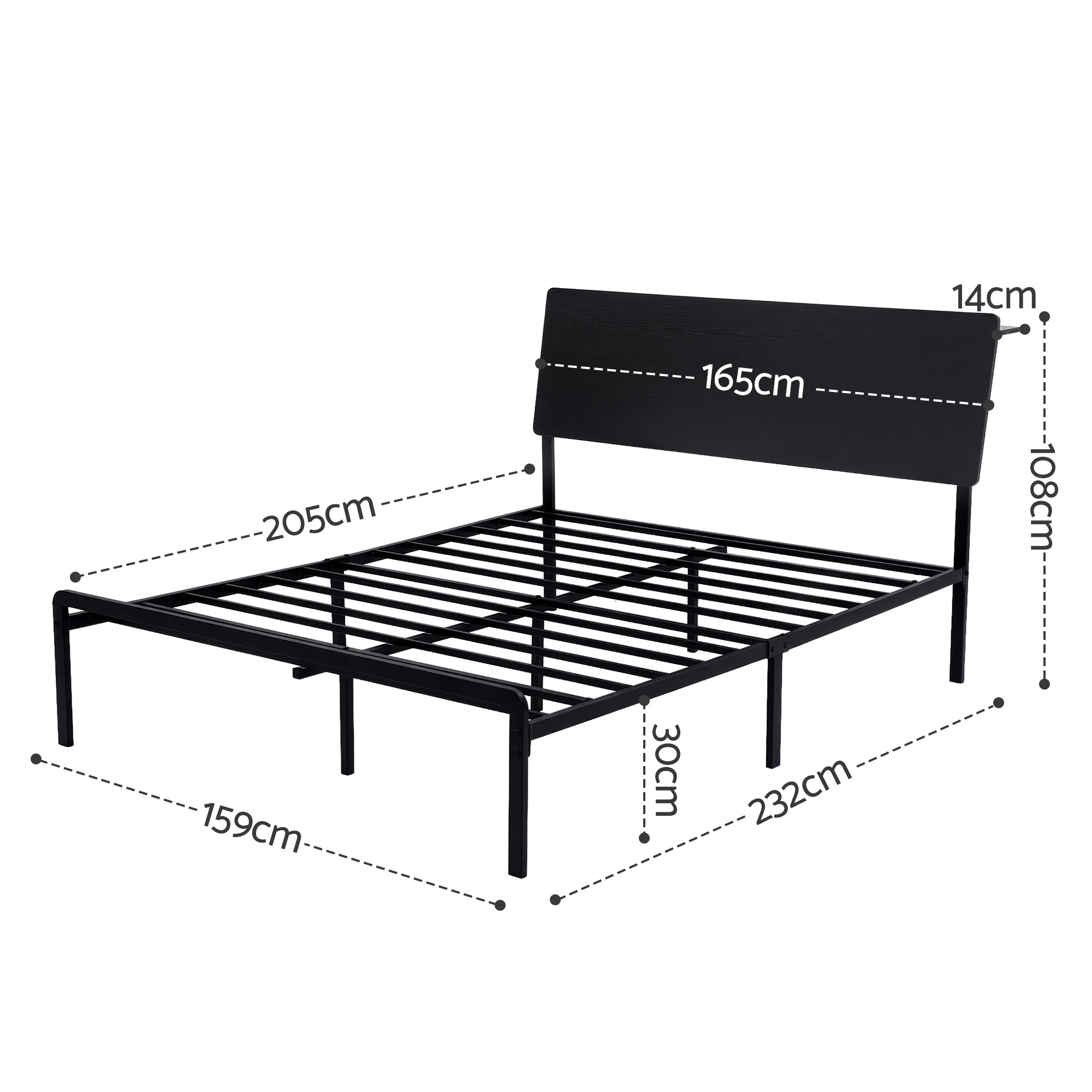 2 Artiss Bed Frame Queen Size LED Metal Bed Base with Charging Station LAN - Black, 2 of 8