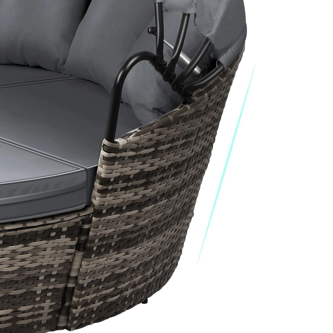 6 Alfordson Outdoor Sun Lounge Day Bed Wicker Furniture Sofa Bed Garden 3PCS - Grey, 6 of 10