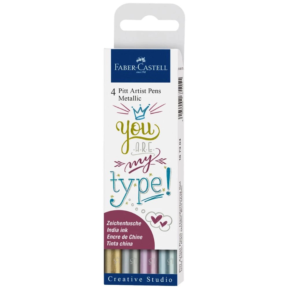 1 Faber-Castell Pitt Artist Pen Metallic 4 Pack, 1 of 3
