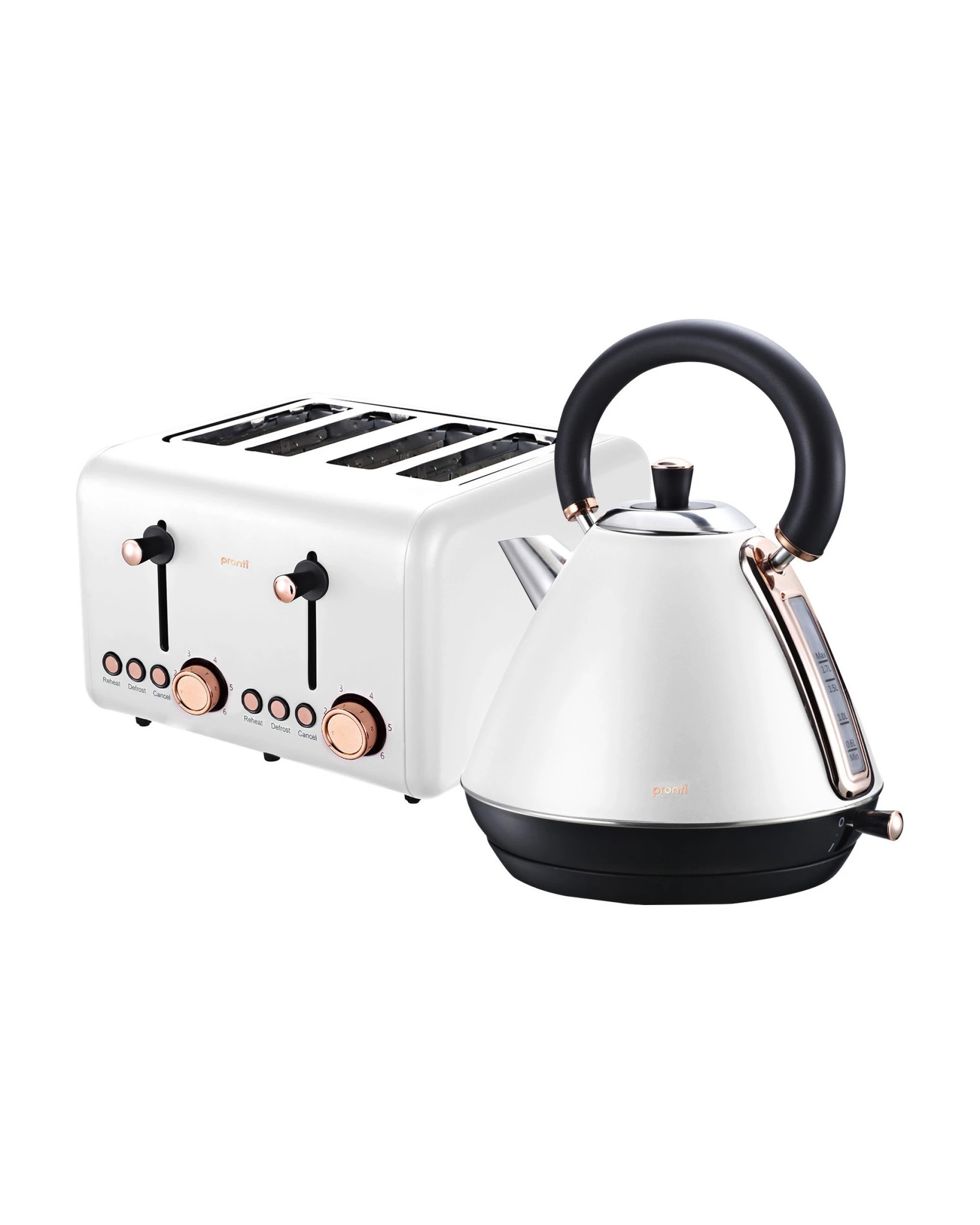 1 Pronti Rose Trim Collection Toaster And Kettle Bundle - White, 1 of 10