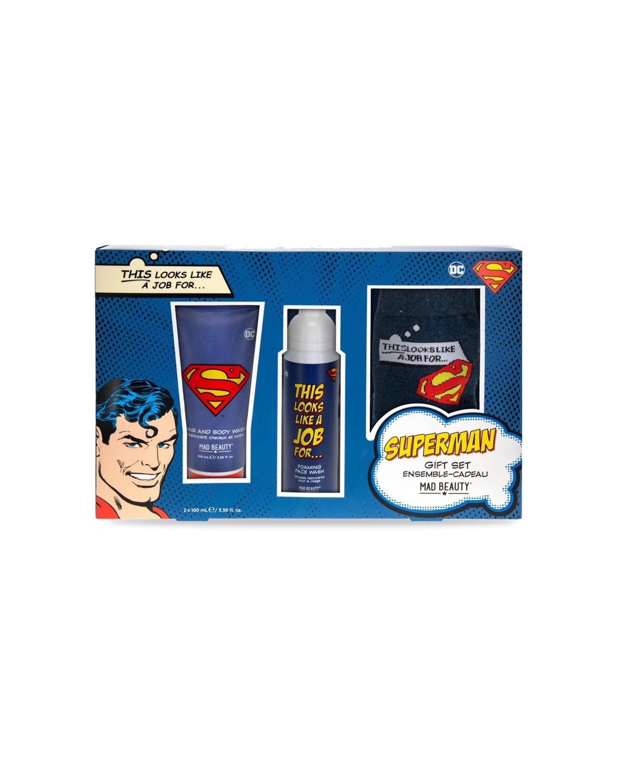2 Warner Bros 2PK Superman Body Care and Sock Set 200ml Cedarwood and Lime - Multi, 2 of 4