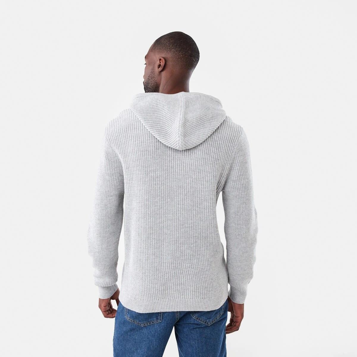 3 Hooded Knit Pullover Grey Marle, 3 of 6