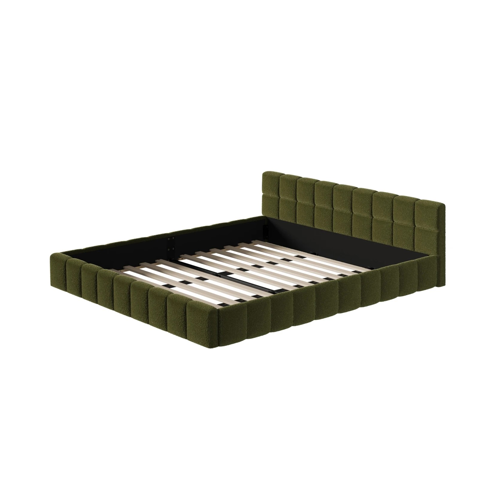 9 Oikiture Bed Frame King Size Tufted Headboard Boucle - Green, 9 of 9