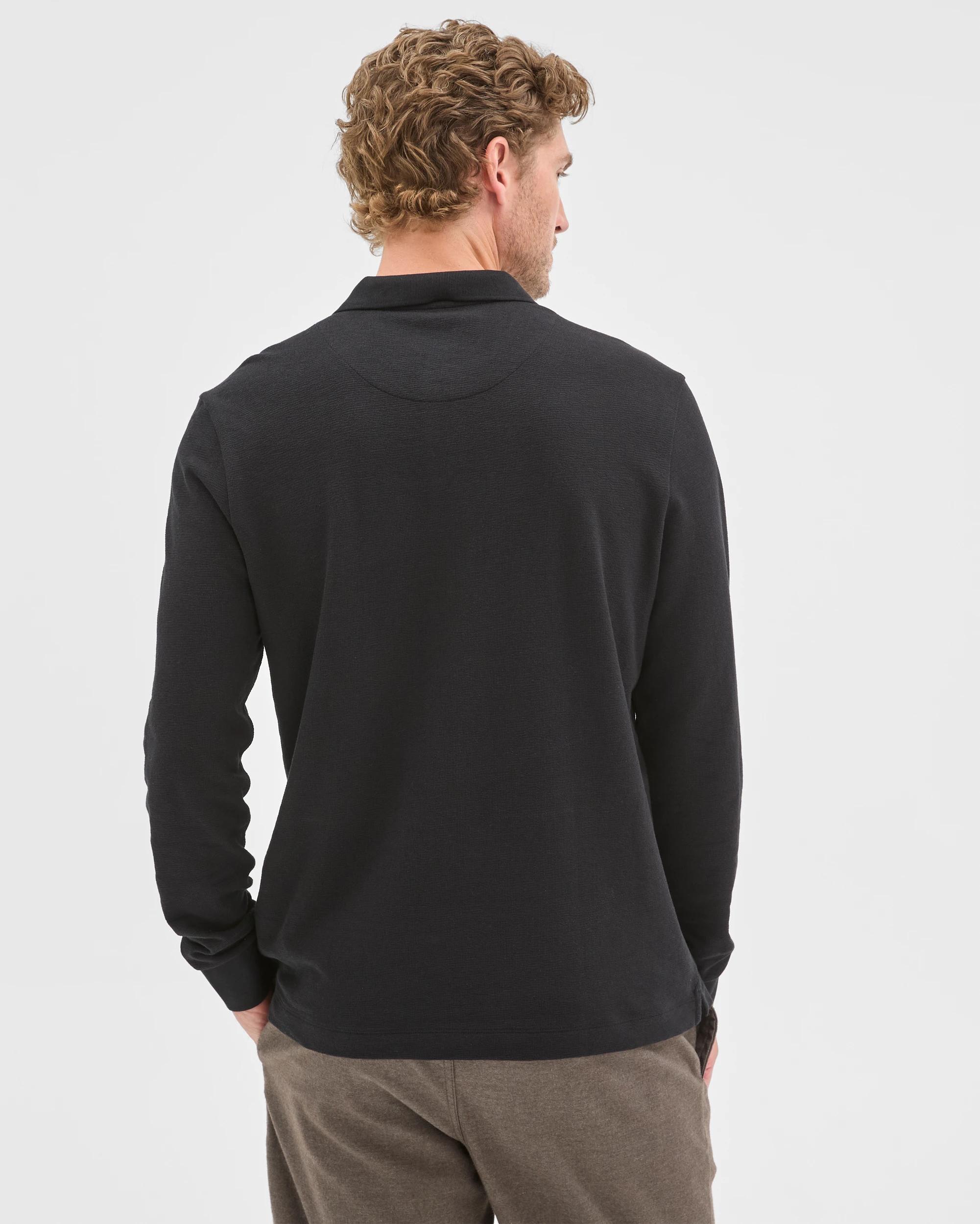 6 Target Man Australian Cotton Blend Boucle Polo Top BLACK, 6 of 6