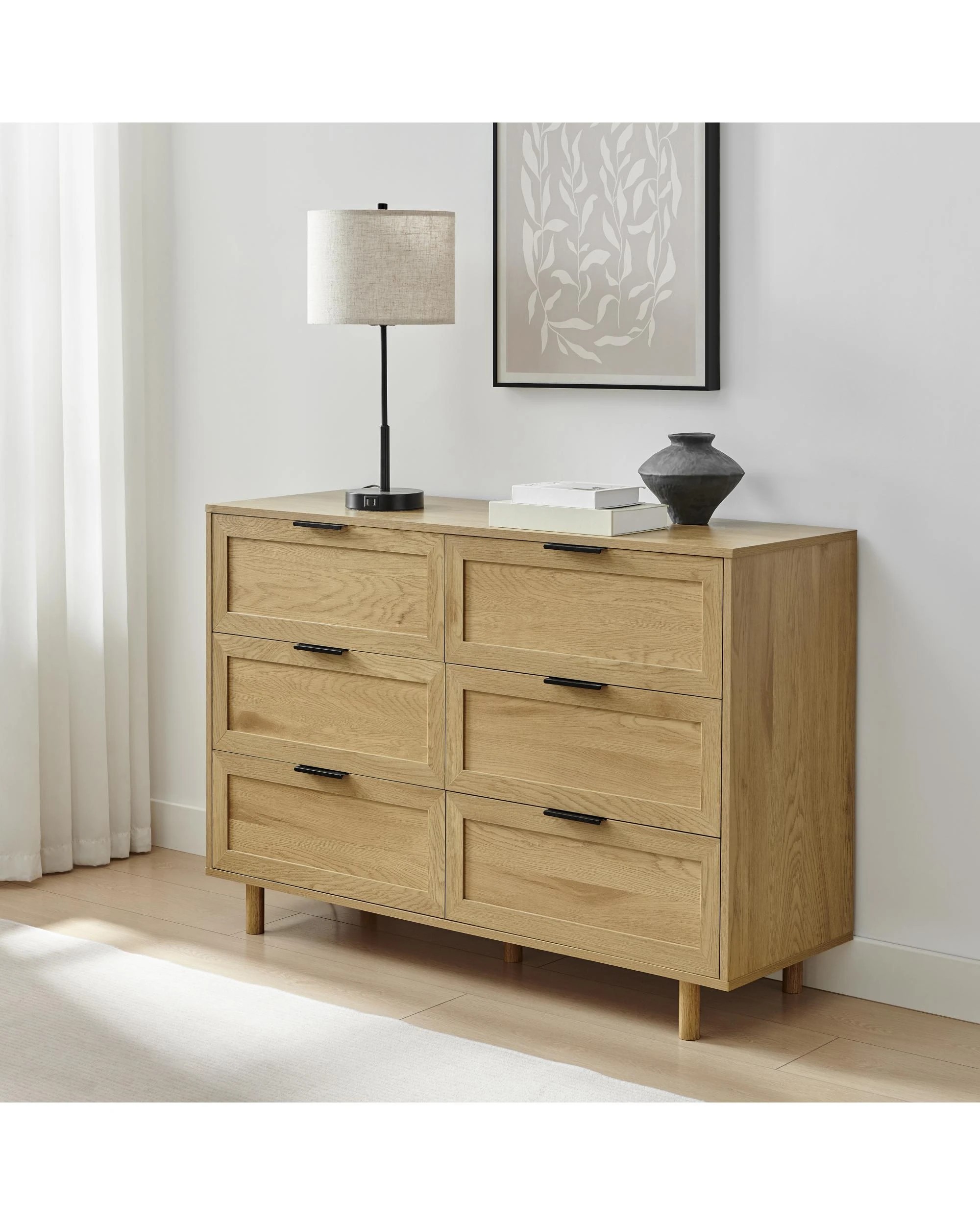3 Kodu Tallboy Dresser Chest 6 Drawers Oak Look - Natural, 3 of 10
