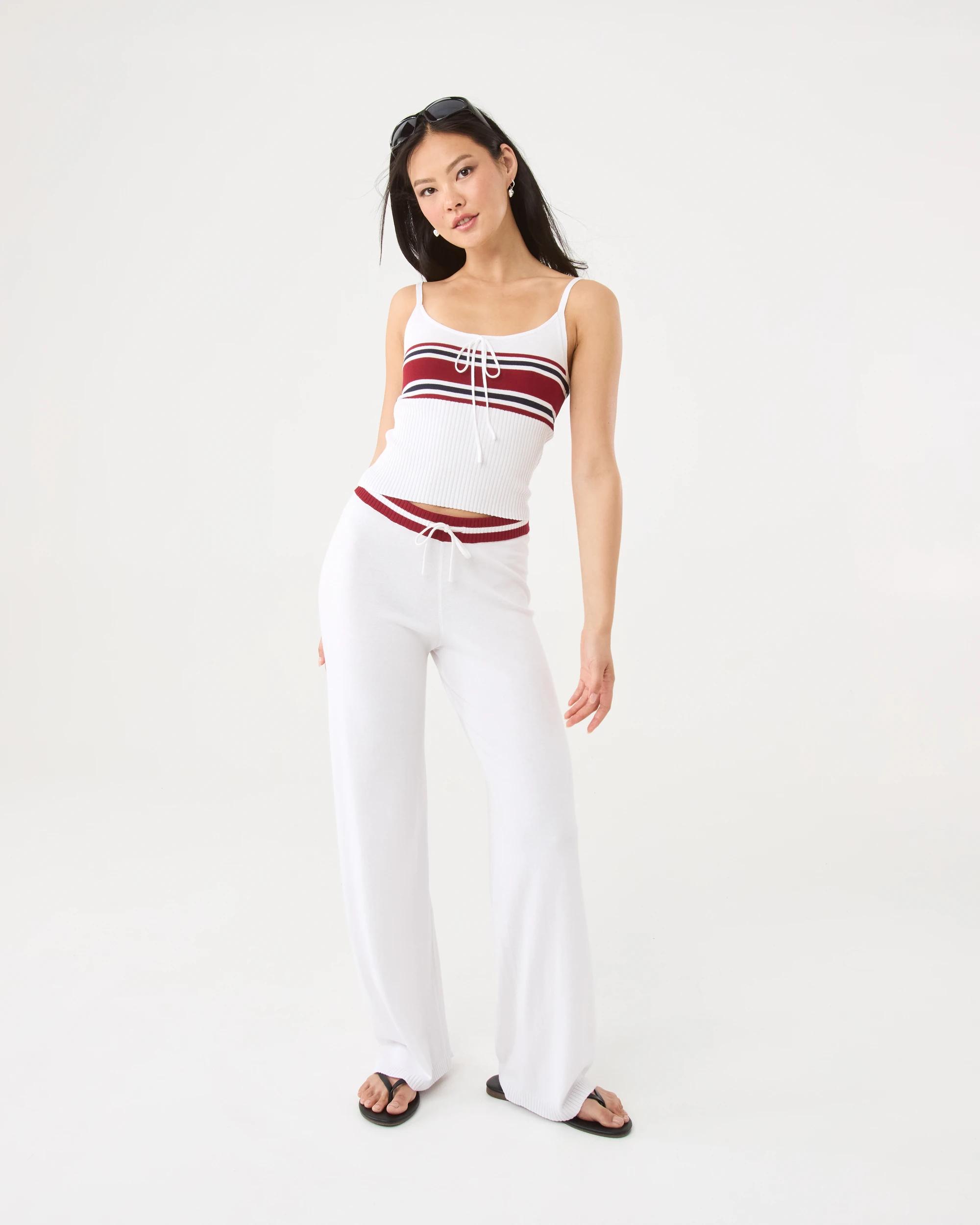 2 True Knit Stripe Cami Snw White, 2 of 8