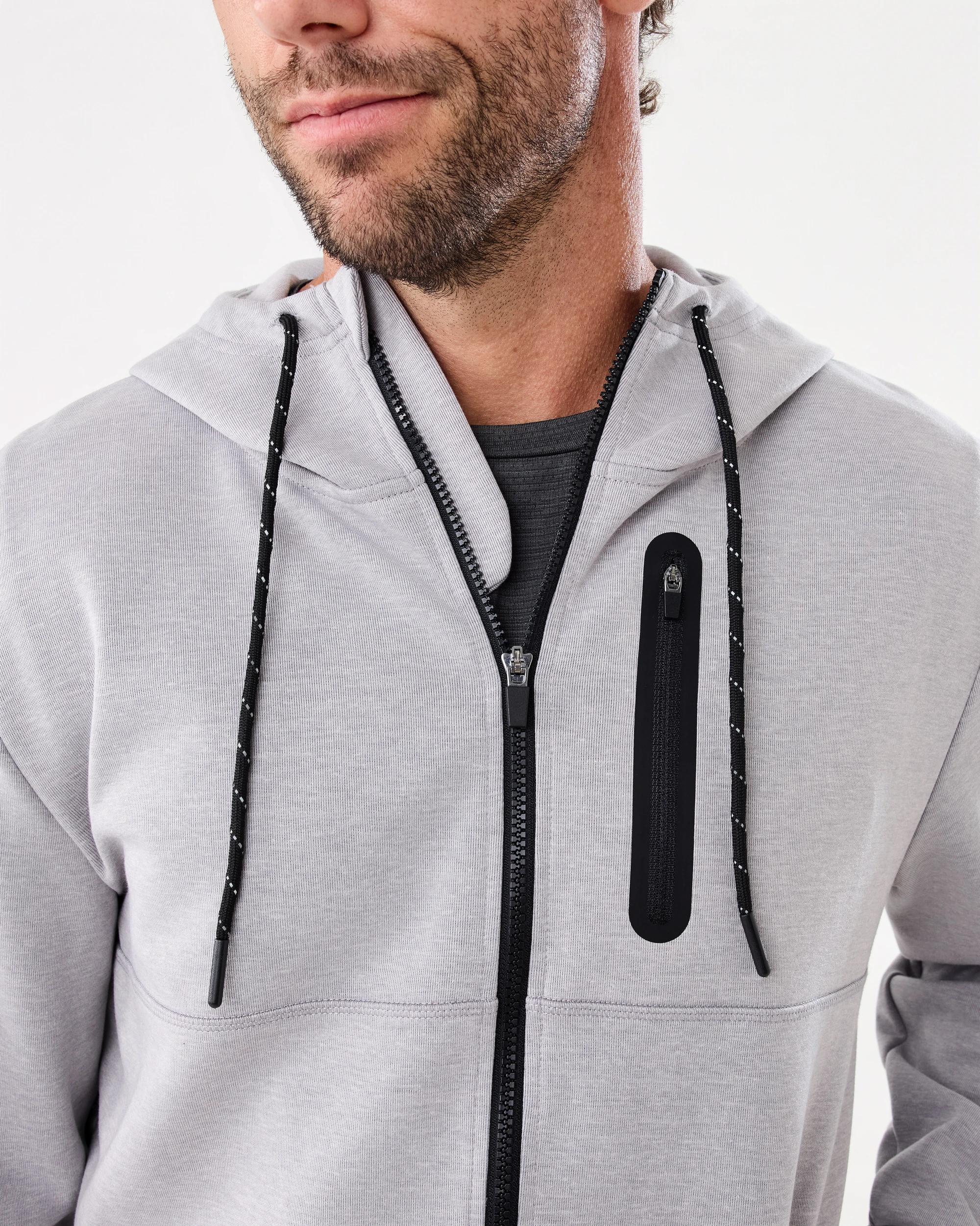 6 Active Mens Sports Tech Hoodie Grey Marle, 6 of 8