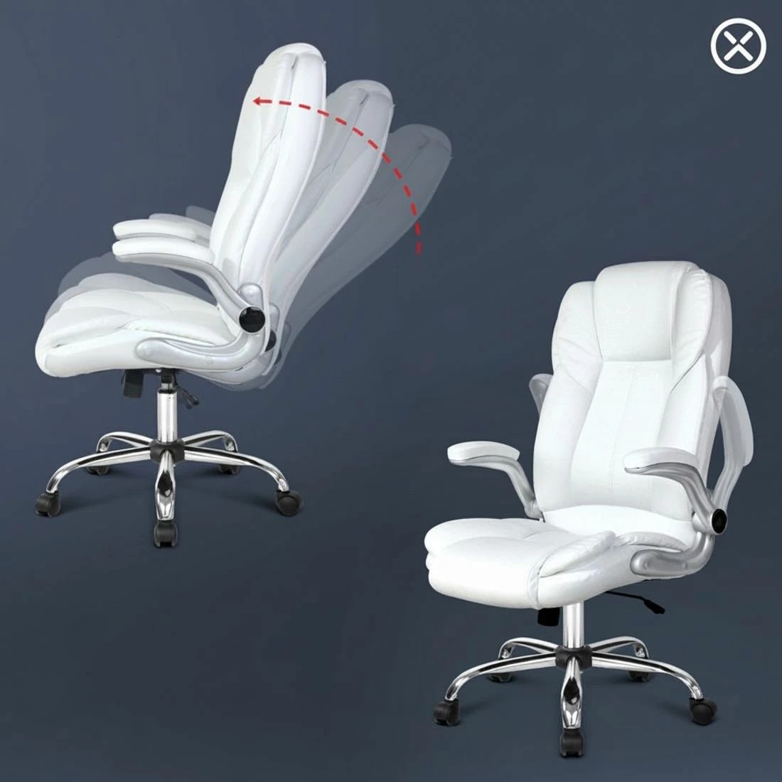 6 Artiss Executive Office Chair Leather Tilt - White, 6 of 9