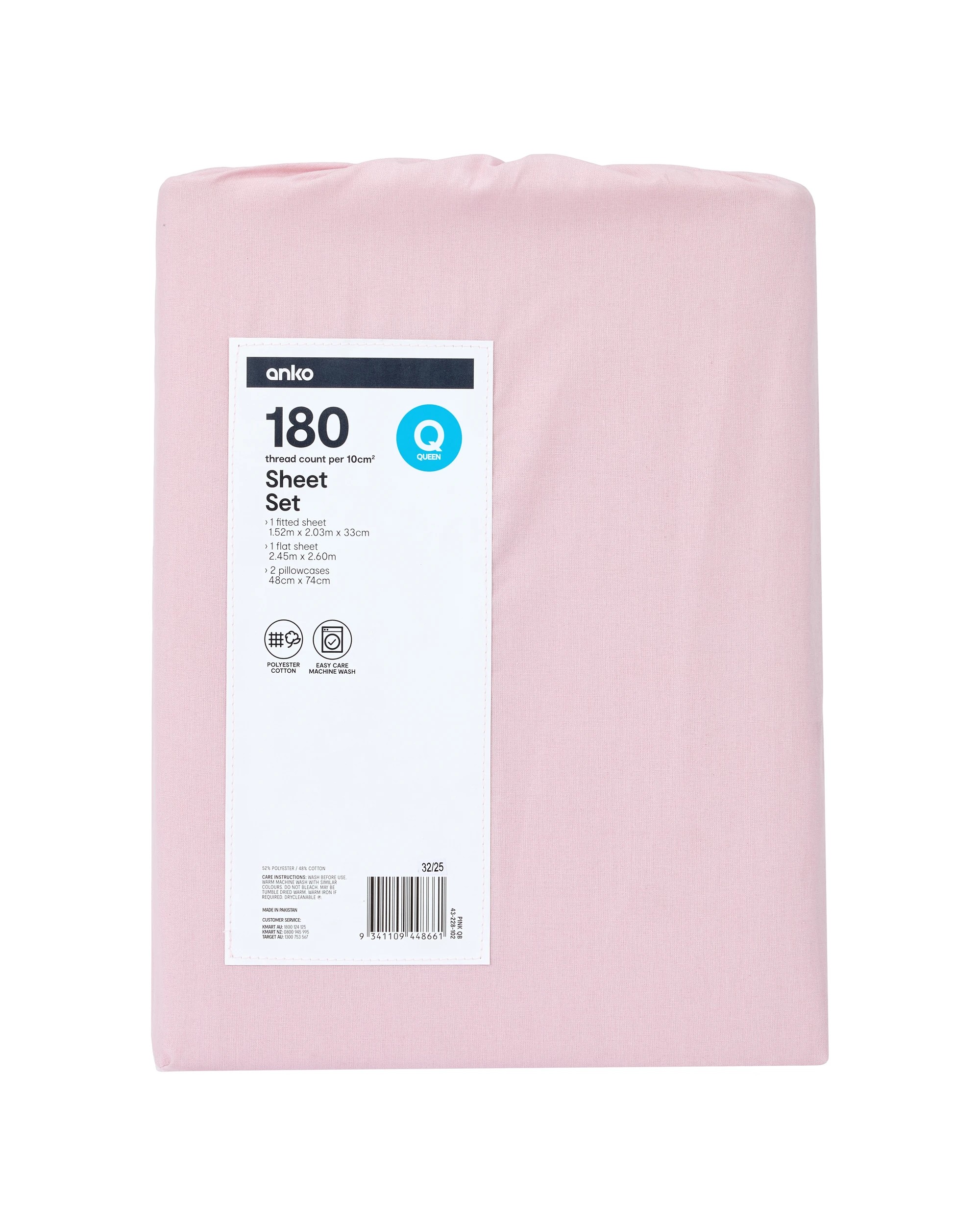 7 180 Thread Count Sheet Set - Queen Bed, Pink, 7 of 7