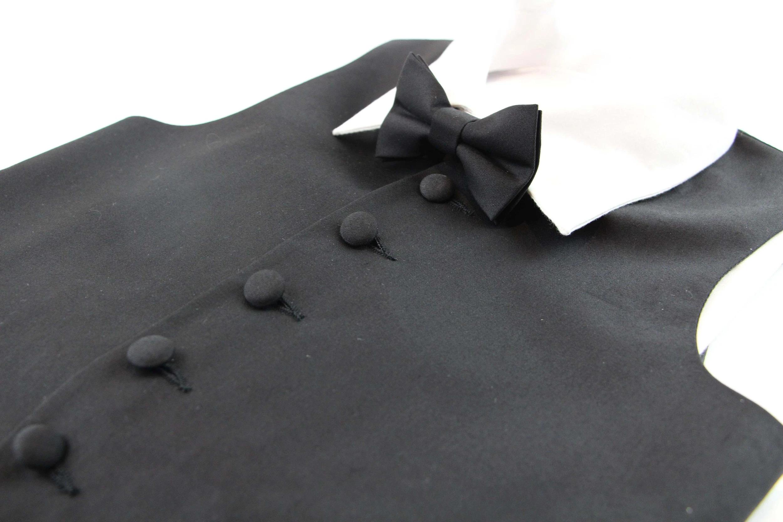 2 Zasel Boys Junior Cotton Vest Adjustable Waistcoast & Matching Bow Tie Set BLACK, 2 of 9