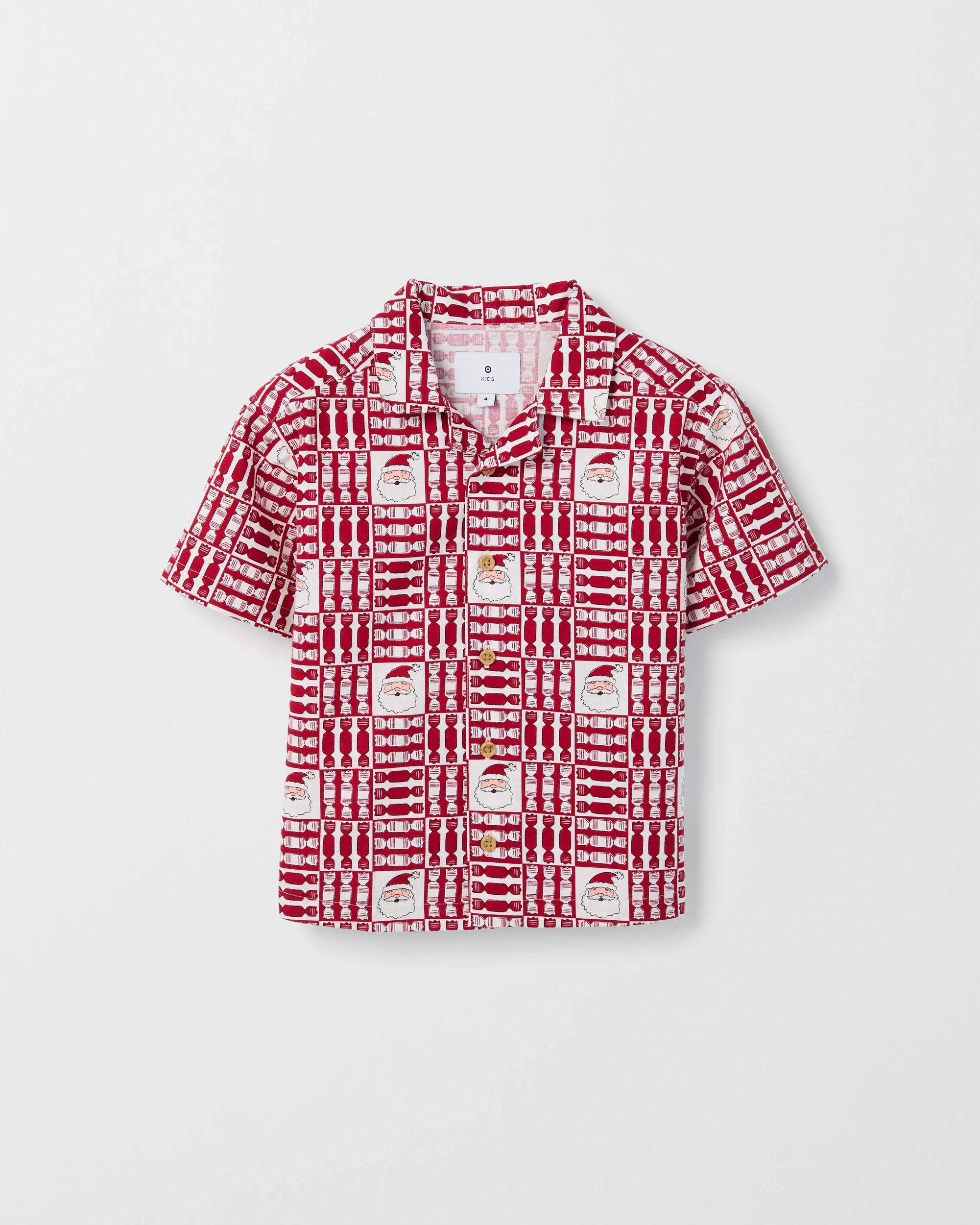 4 Target Kids Cotton Short Sleeve Christmas Shirt RED TILES, 4 of 5