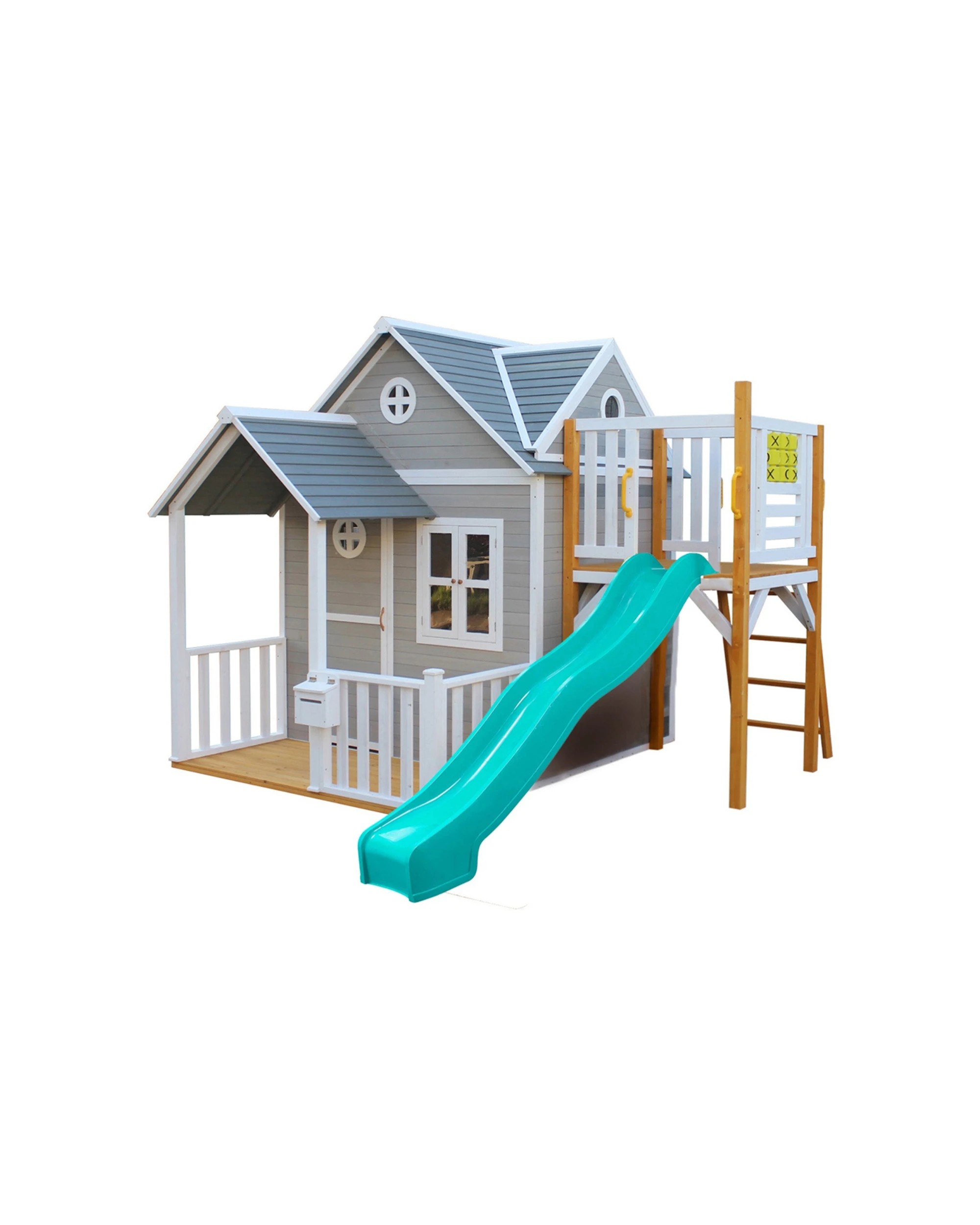 1 KIDZSHACK Jolly Kids Wooden Cubby House With Letterbox Slide - Blue, 1 of 1