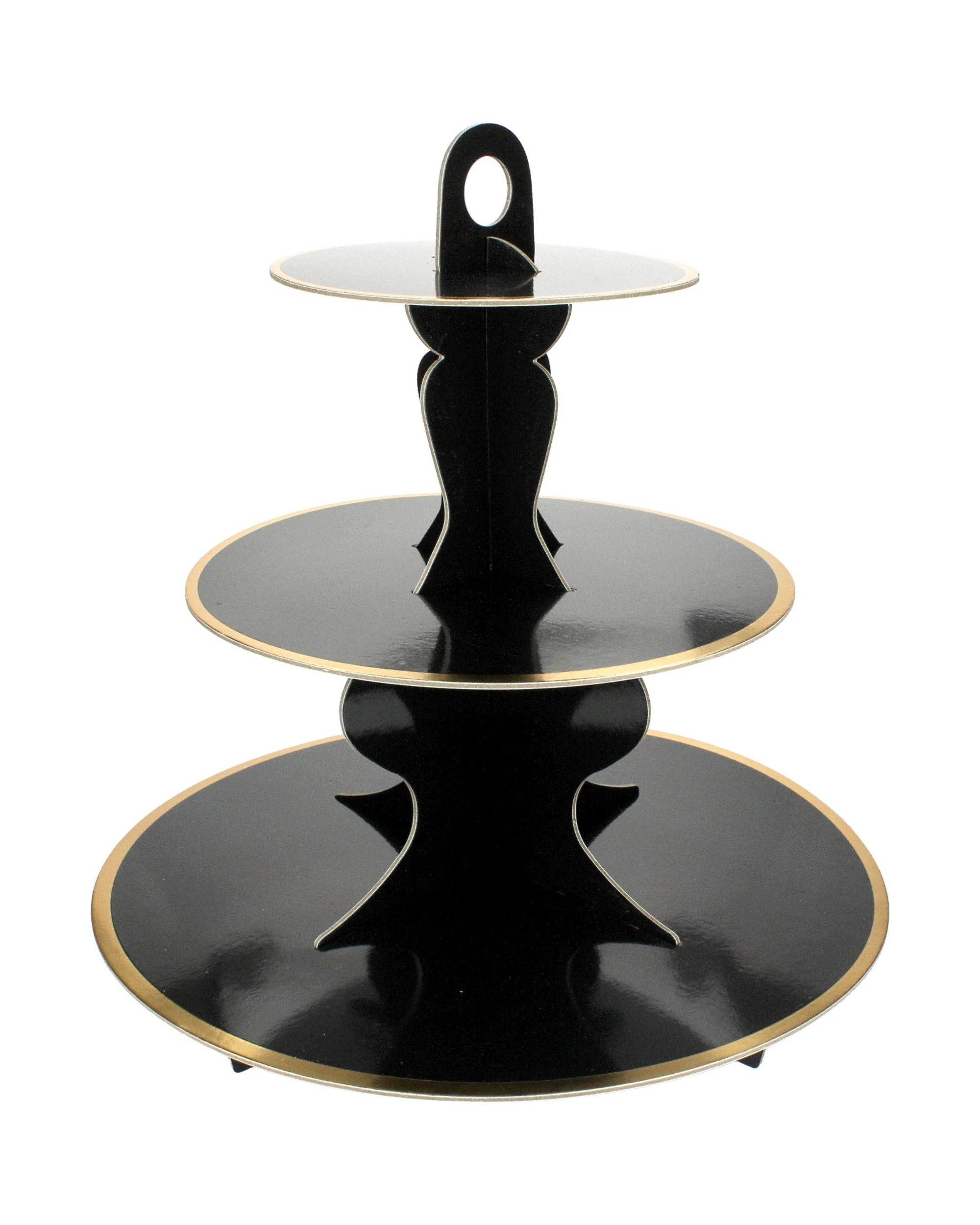 1 Partyrama Black Cupcake Stand With Gold Trim - Black, 1 of 1