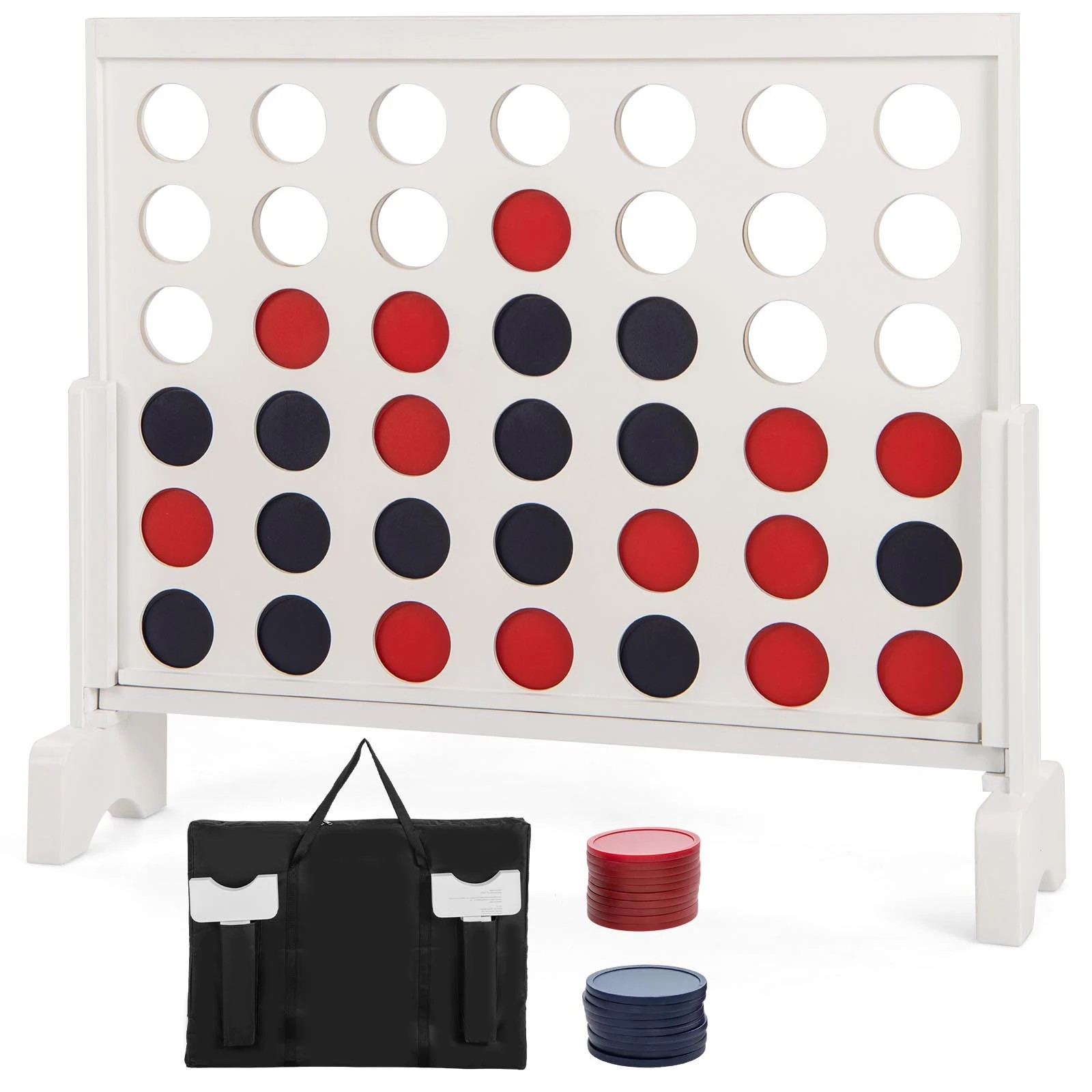 1 Costway Giant 4-in-a-row Game Set Jumbo 4-to-score Chess Game Family Connect Game - White, 1 of 3
