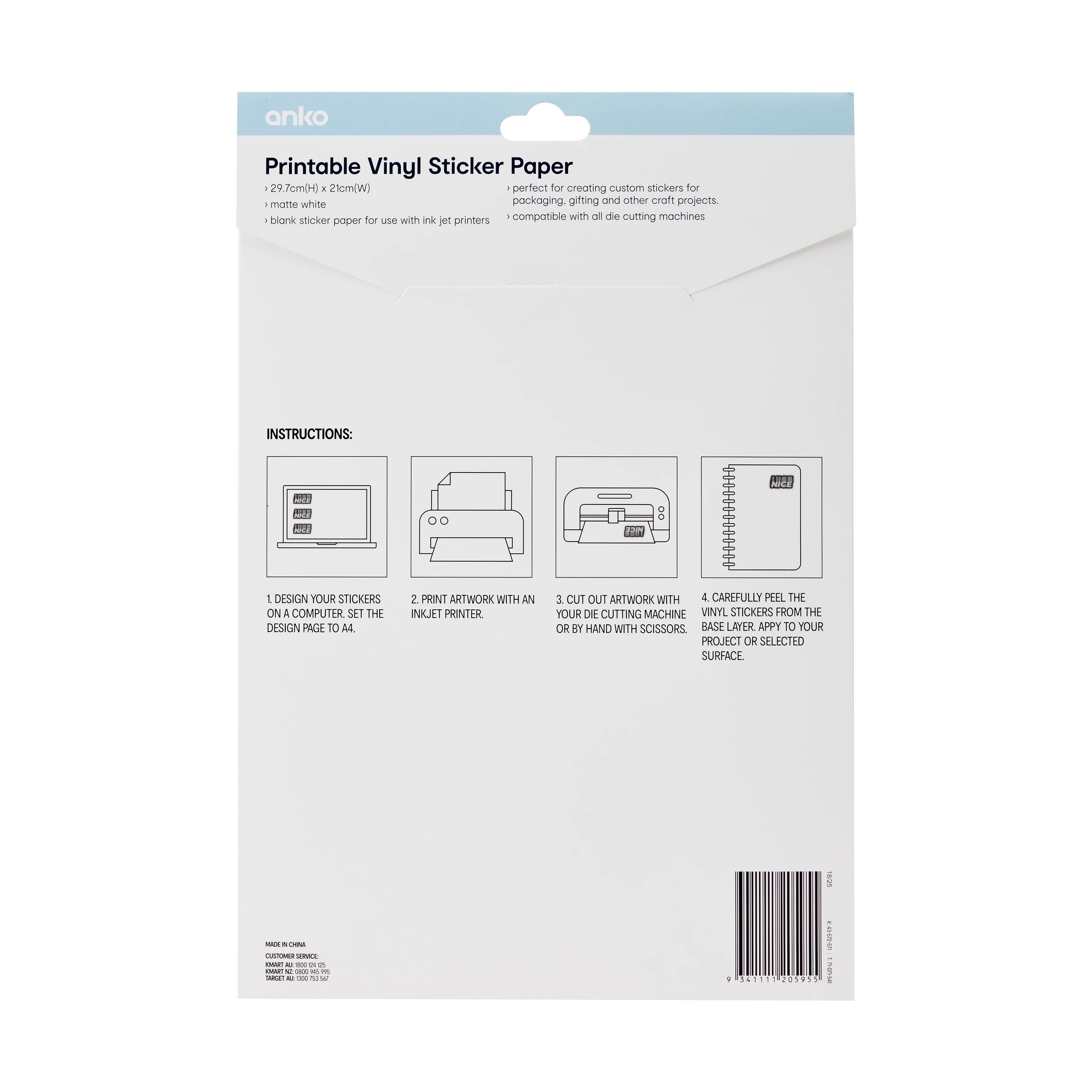4 8 Pack Printable Vinyl Sticker Paper, 4 of 4