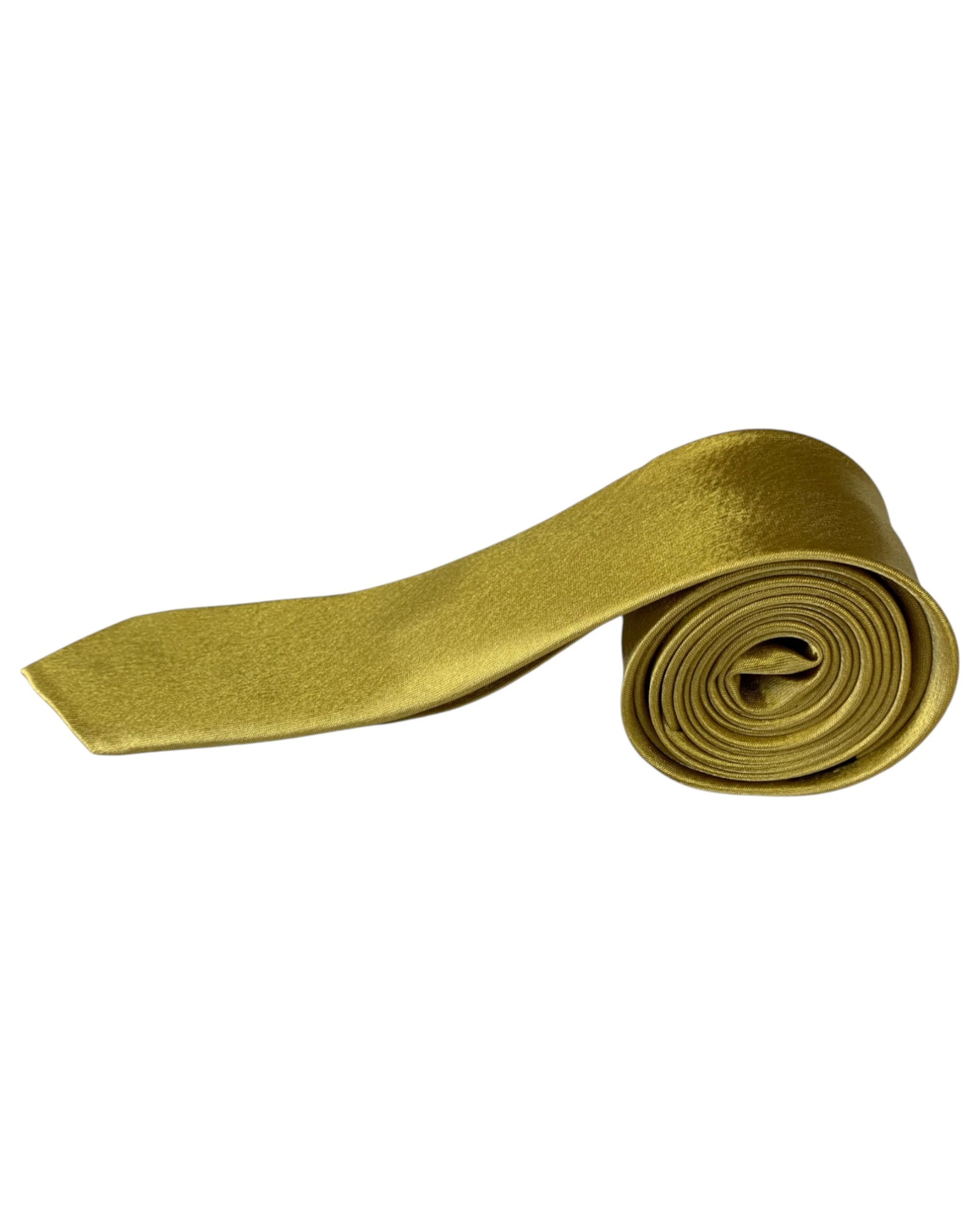2 Zasel Mens Mustard Yellow 5cm Skinny Plain Neck Tie - Yellow, 2 of 4