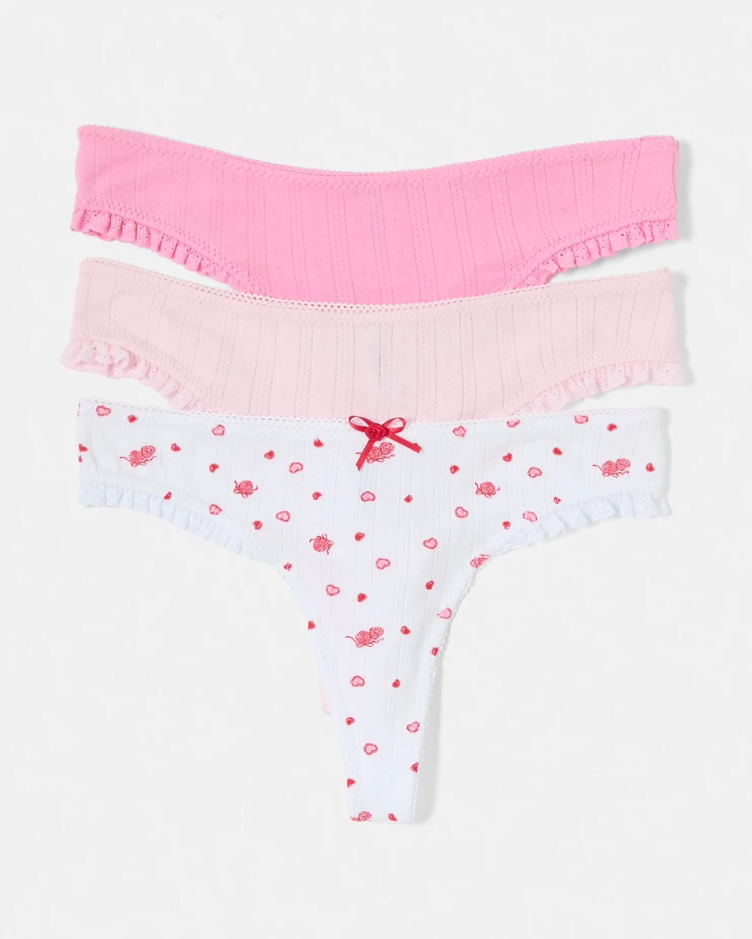 1 3 Pack Pointelle G-String Briefs Heart Lock, 1 of 10