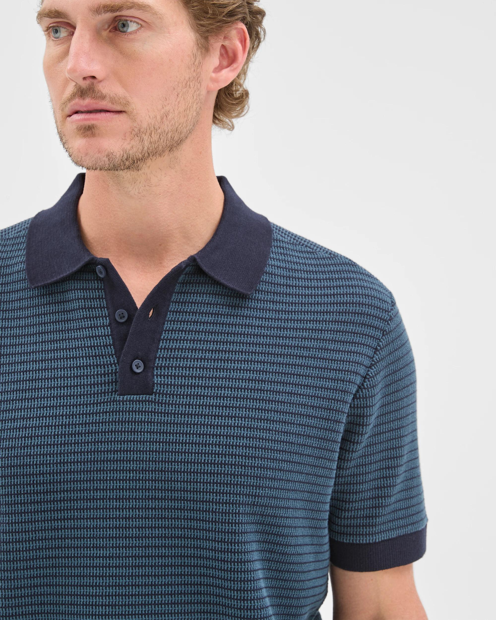 6 Target Man Australian Cotton Tonal Knit Polo Top NAVY, 6 of 7