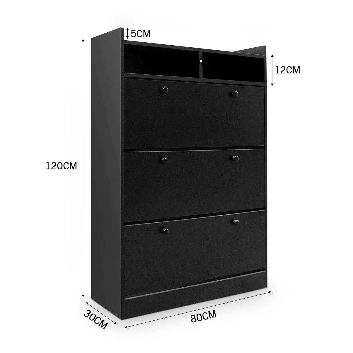 3 Ausway 45 Pairs Wood Shoe Cabinet Rack Storage Shelves in Black Finish, 3 of 5