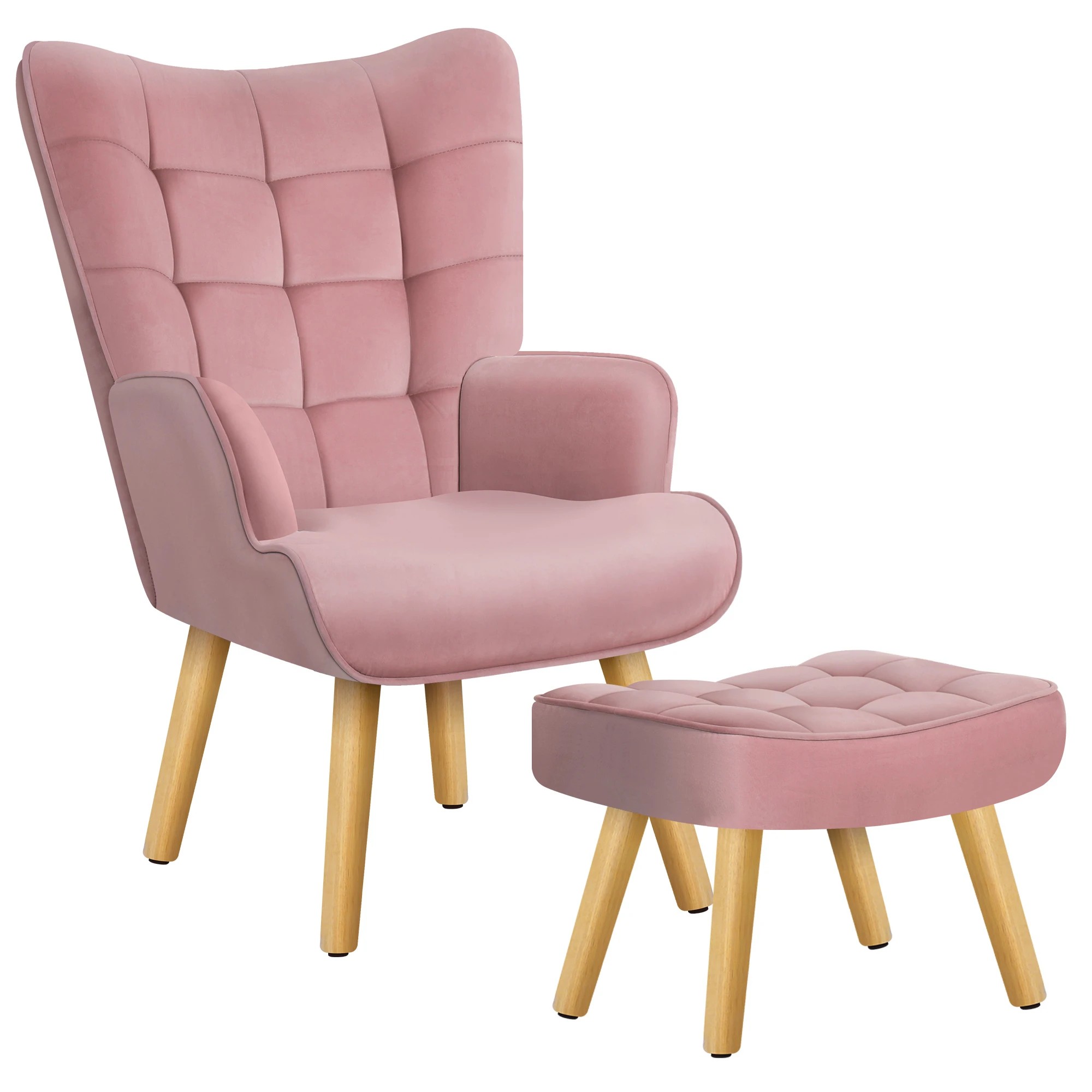 1 Alfordson Armchair Lounge Chair Featherston Contour Chair Ottoman Couch - Pink, 1 of 10