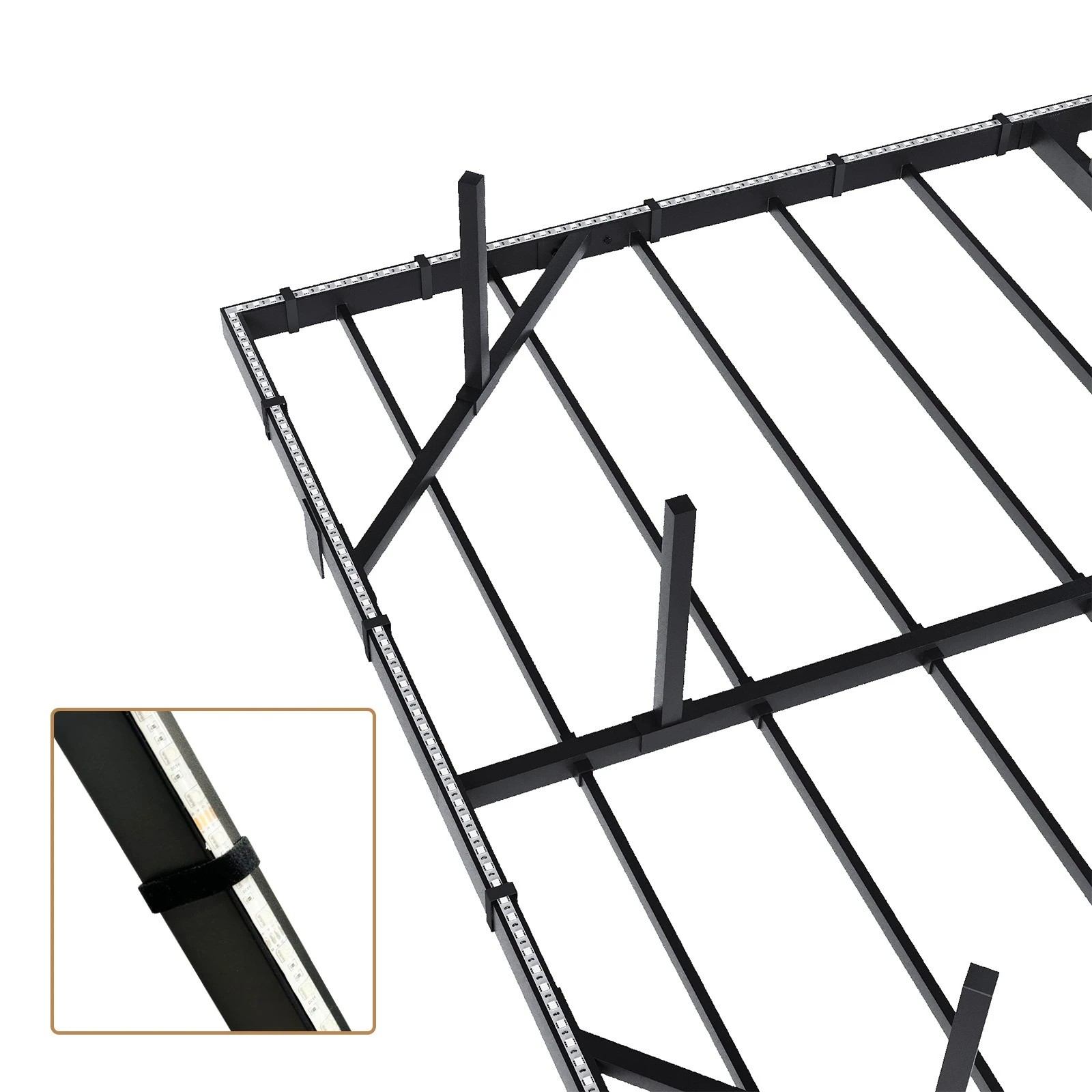 4 Advwin Double Size Floating Bed Frame with Headboard Led Light and Charging Station, 4 of 7