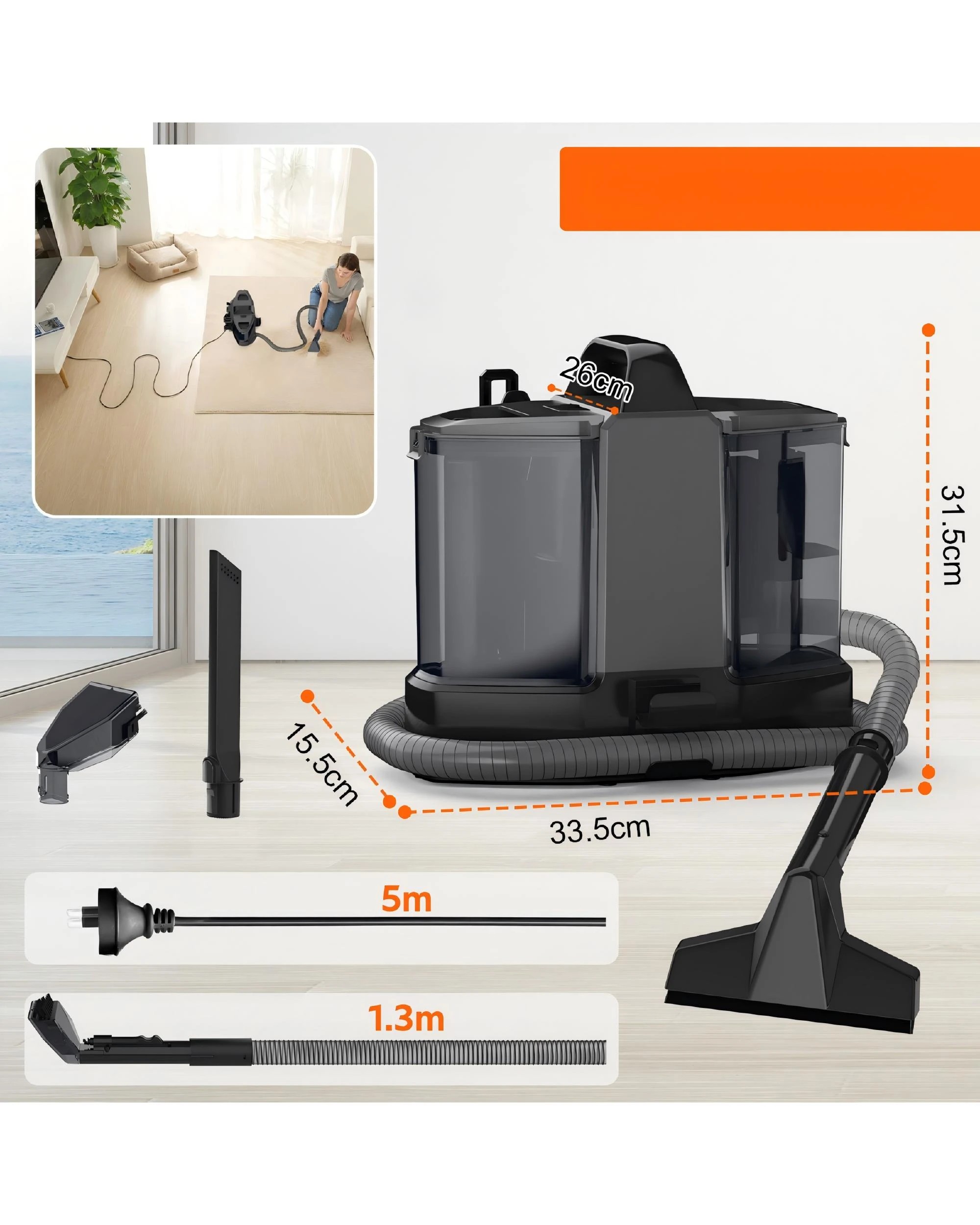 2 Advwin Spotclean, Portable Carpet And Upholstery Cleaner, For Pets, Carpet, Area Rugs, Couches, Upholstery, Car, 2 of 7