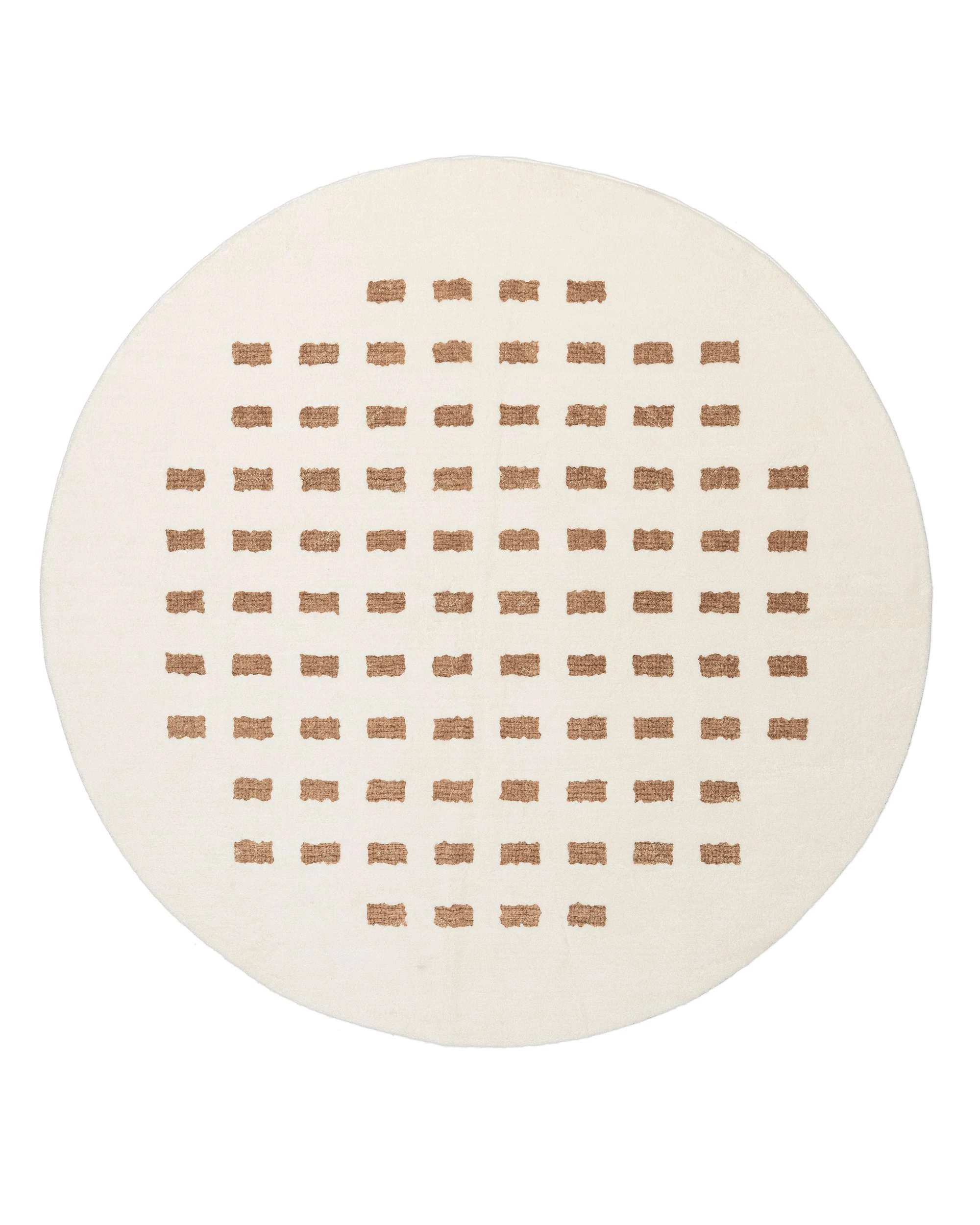 1 Loopsie Balan Rectangles Washable Round Rug-240cm x 240cm - White, 1 of 5