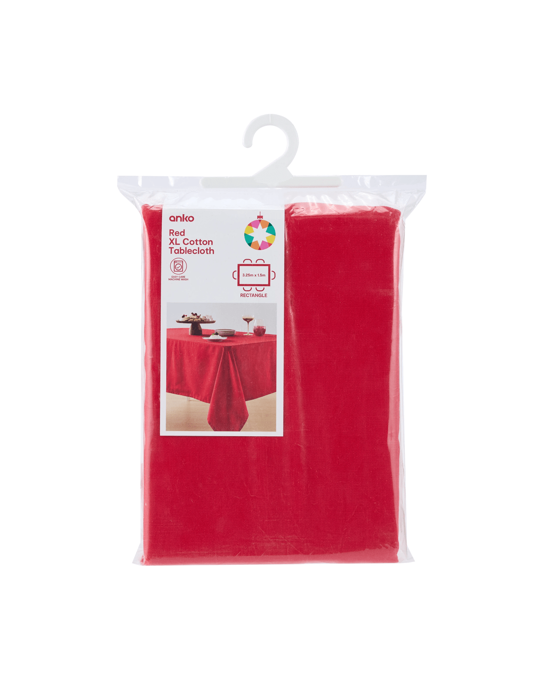 5 Red Extra Large Cotton Tablecloth, 5 of 5