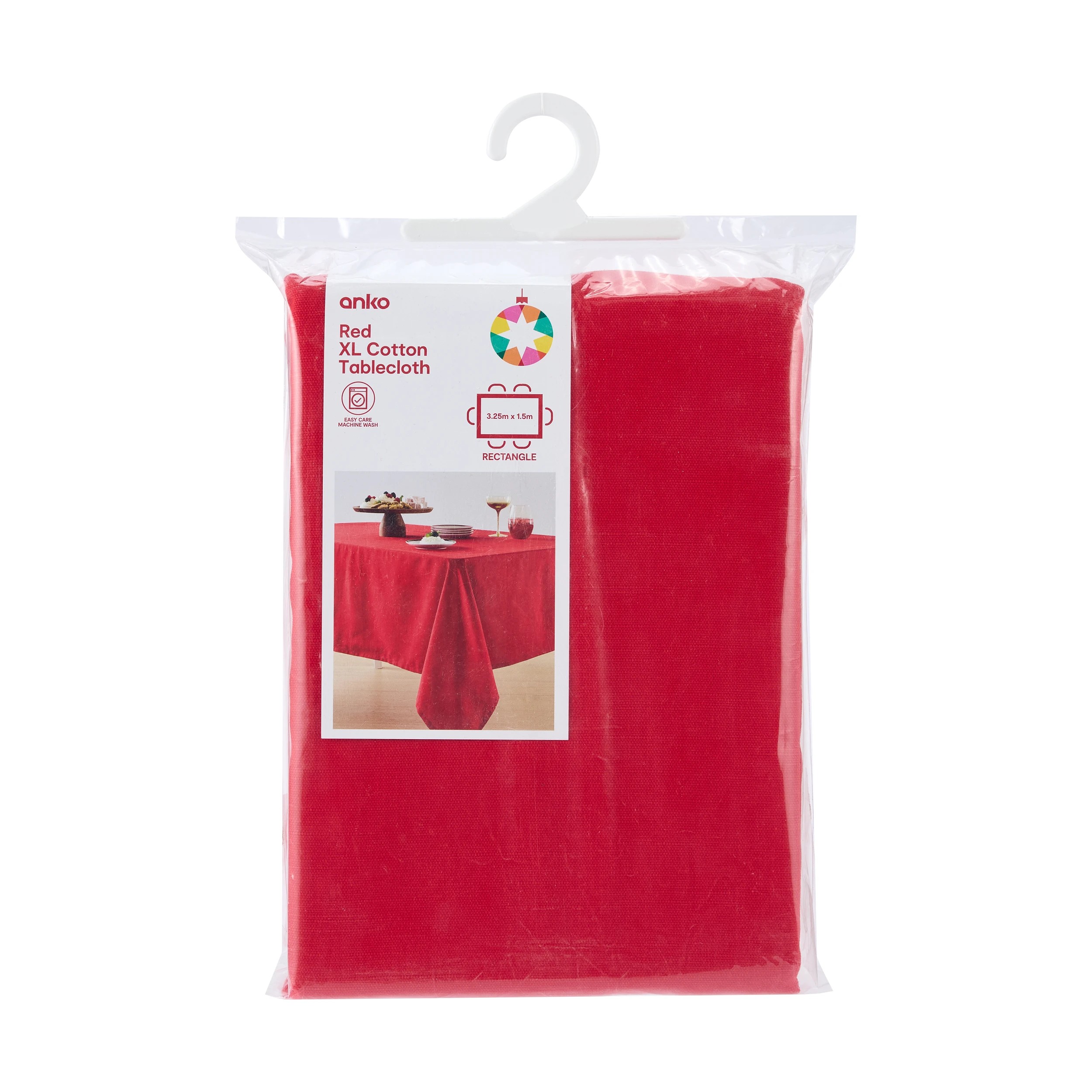 5 Red Extra Large Cotton Tablecloth, 5 of 5