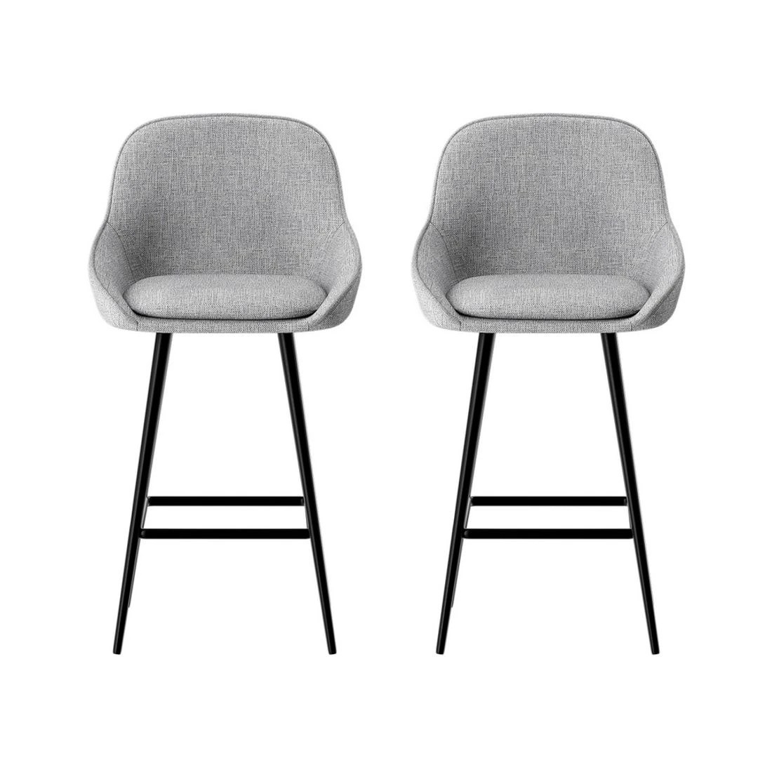 3 Artiss 2x Bar Stools Upholste Stool Counter Seat Kitchen Dining Chairs - Grey, 3 of 6