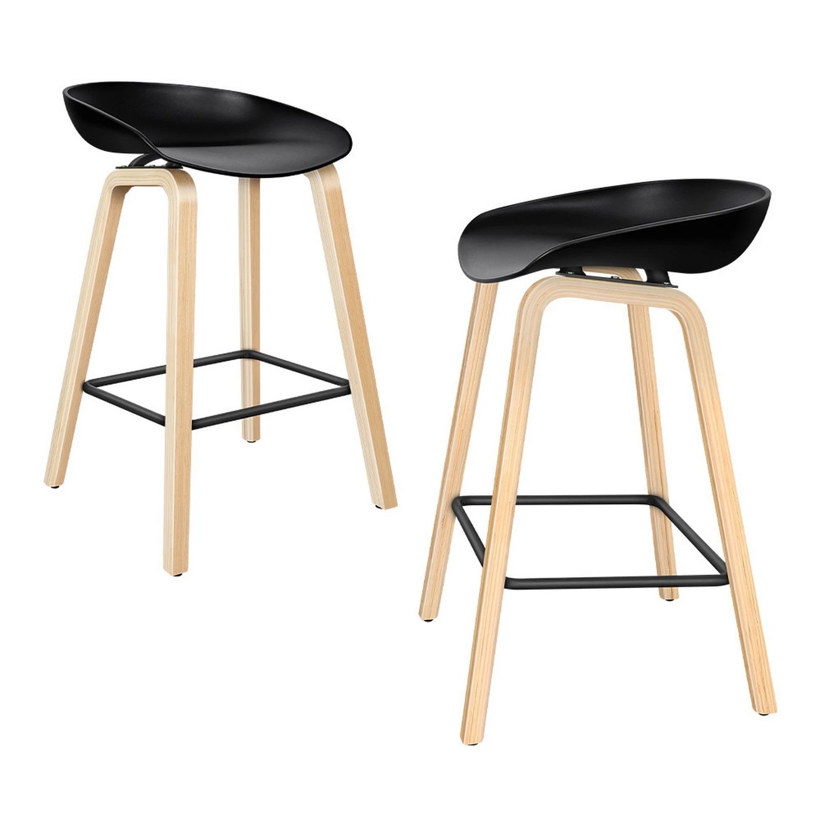 1 Alfordson 2x Kitchen Bar Stools Counter Wooden Chairs - Black, 1 of 10