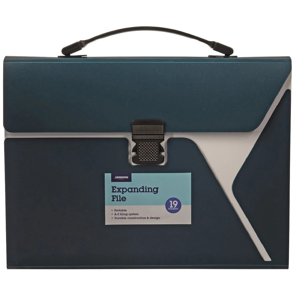 1 J.Burrows A4 Expanding File 19 Pocket Button Blue, 1 of 2