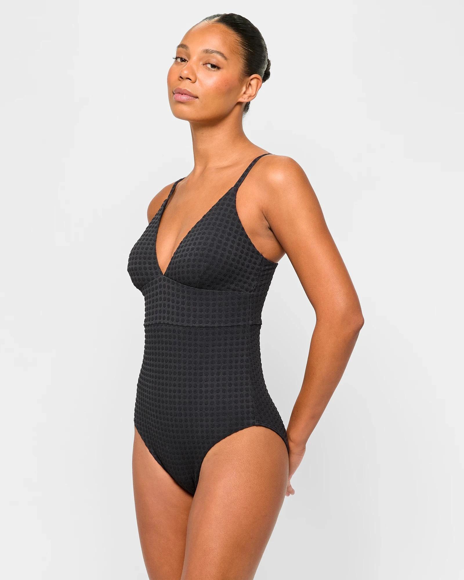 3 Target V-Front Textured One Piece Bathers - Shape Your Body BLACK, 3 of 9