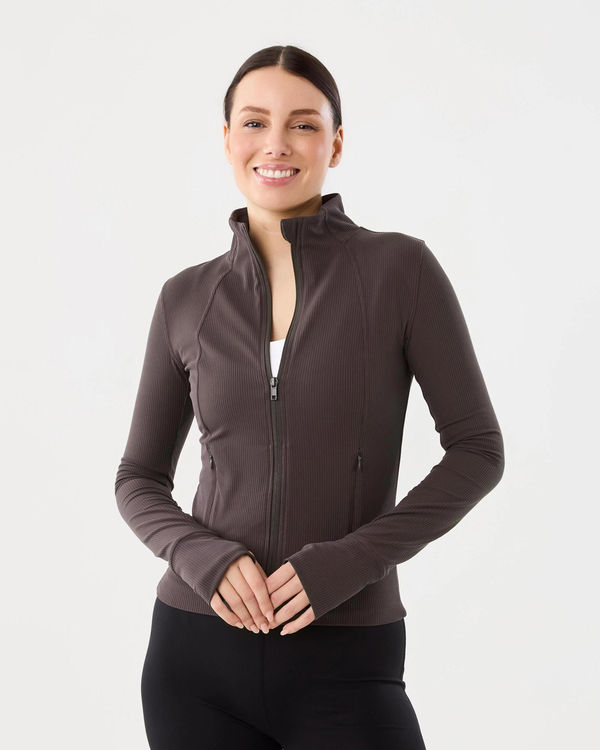7 Active Womens Ultrasoft Rib Jacket Espresso, 7 of 7