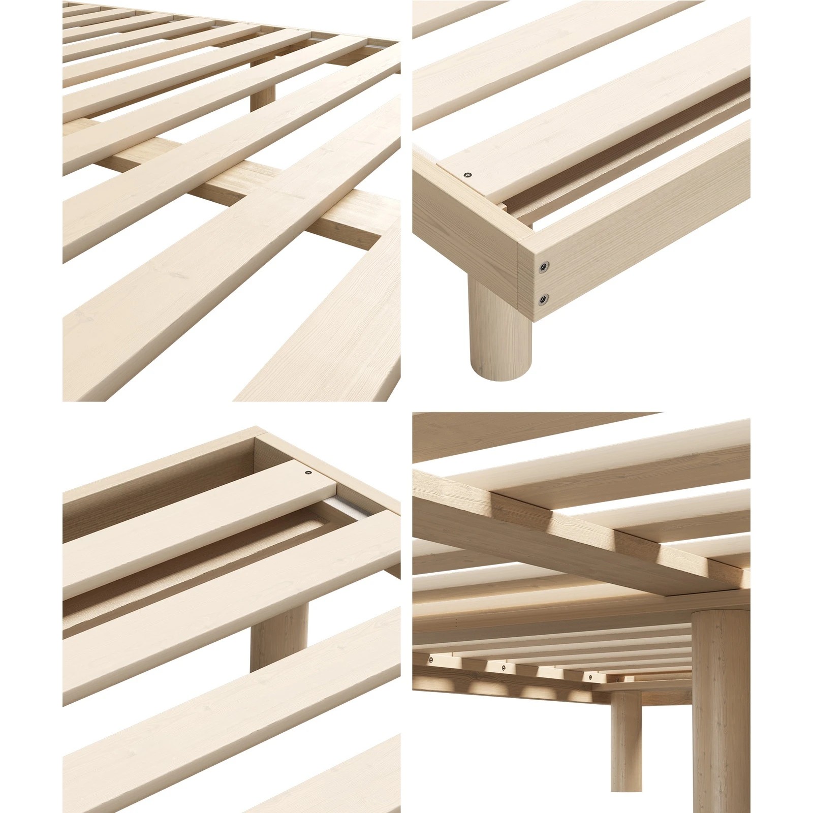 4 Oikiture Bed Frame King Single Wooden Bed Base Platform Solid Wood Slats - Natural, 4 of 9